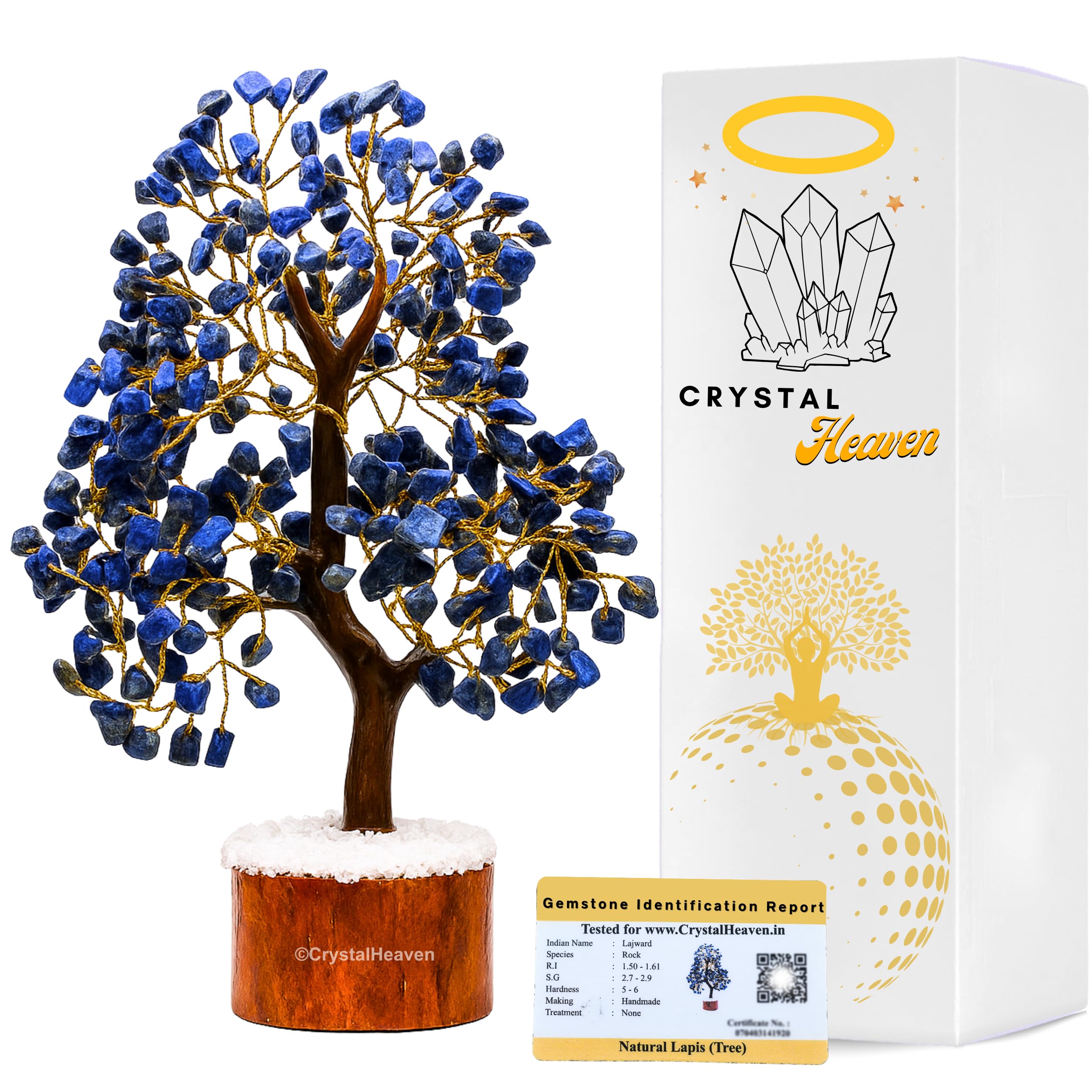Certified Lapis Lazuli Crystal Tree For Good Luck - Healing Crystals Money Tree For Wealth, Positive Energy At Home Office - Dec