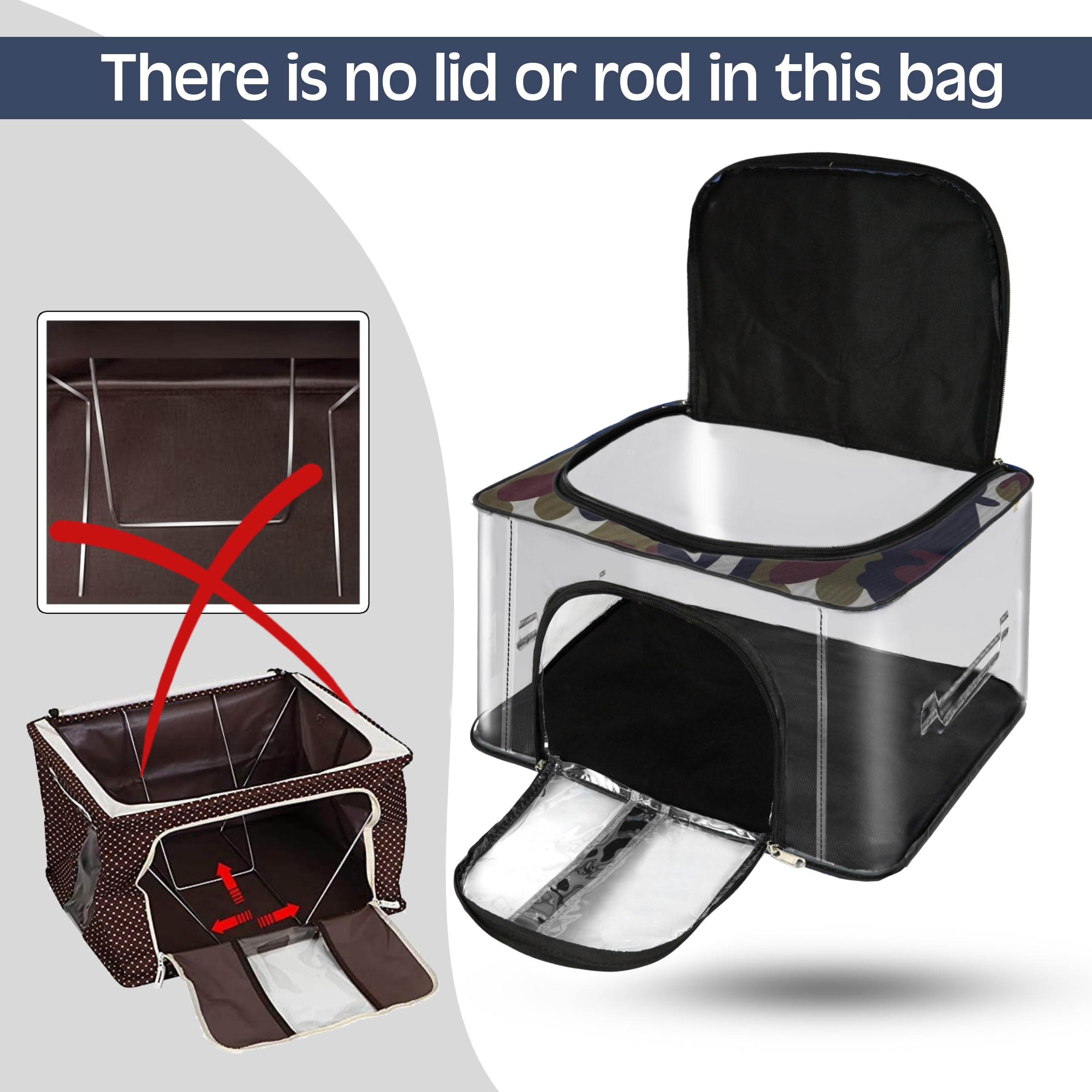 Storite 3 Pack Nylon 33 L Military Print Transparent Moisture Proof Storage Box For Clothes Closet Wardrobe Organizer For Clothe