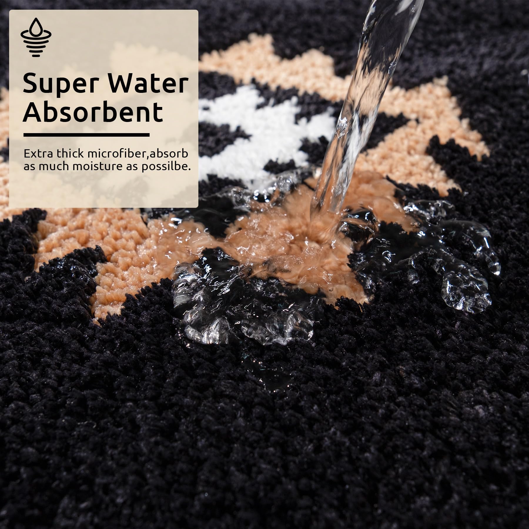 Dexde Boho Bathroom Rugs Black Aztec Bath Mat Non Slip Western Geometric Bath Rug Luxury Soft Absorbent Carpet For Bathroom Show