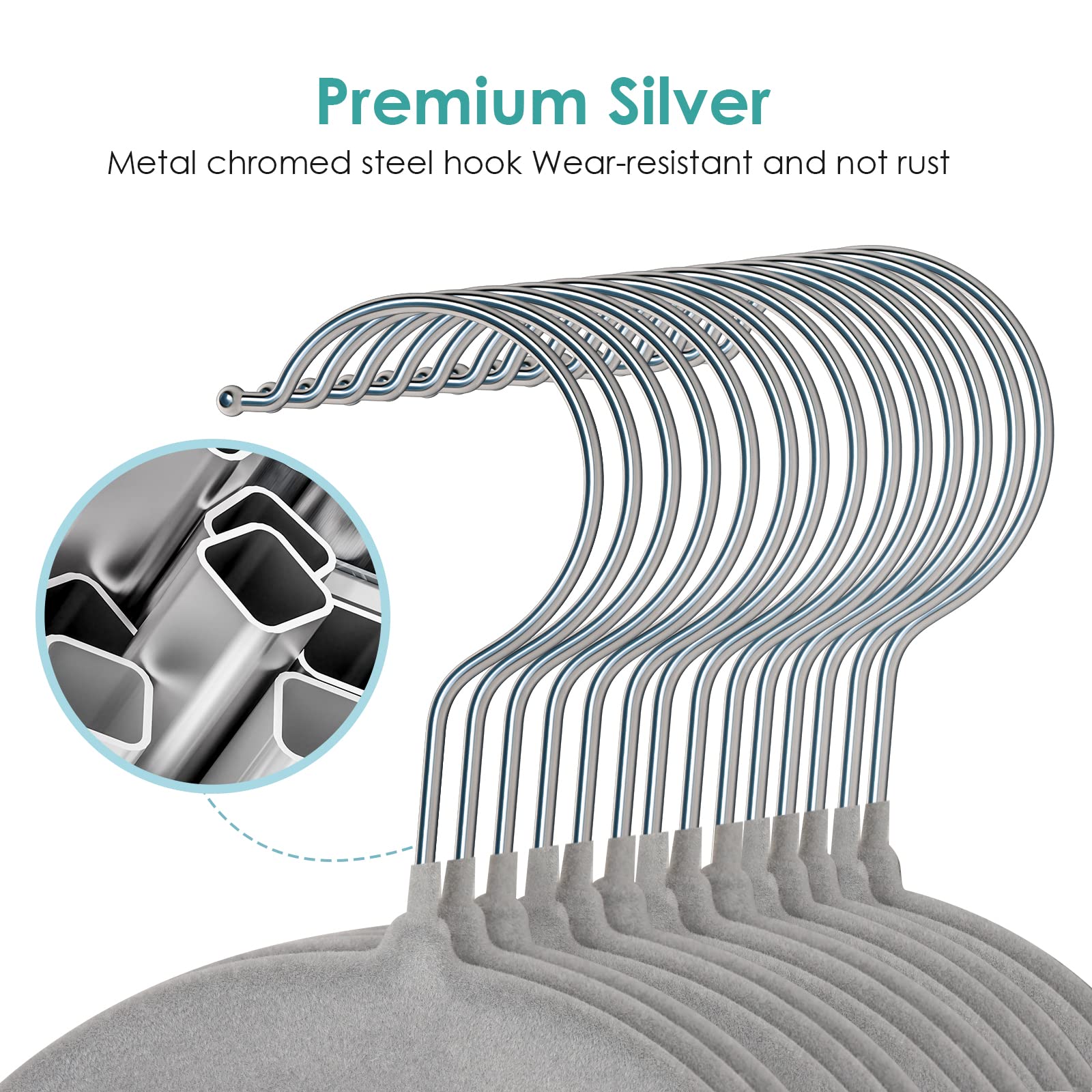 Duducofu Velvet Hangers Non Slip Felt Hangers, 30 Pack Grey Velvet Hangers Clothes Hangers Space Saving Slim Hangers With 360 De