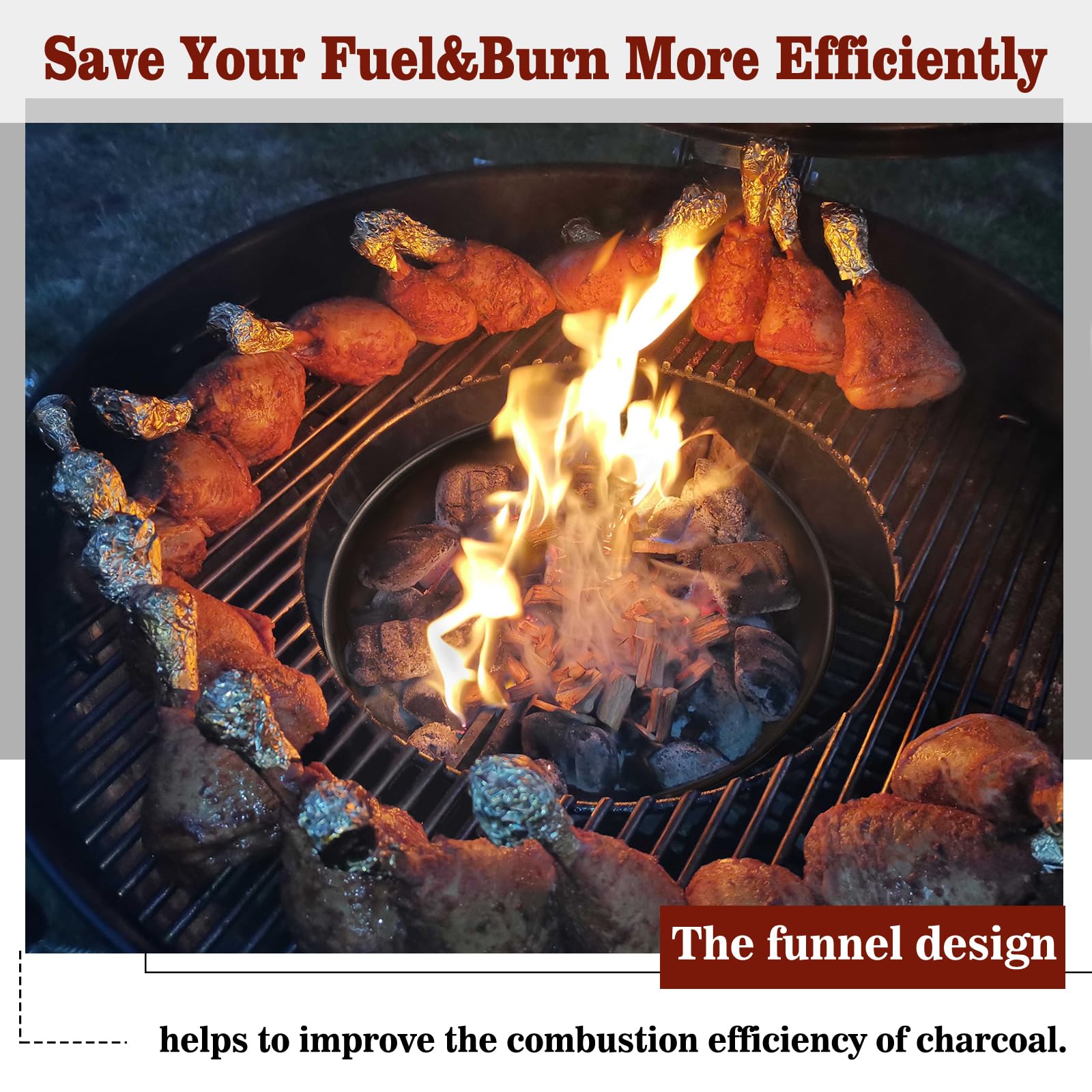 Bbq Whirlpool For Weber For Weber 22,26.75 Inches Wsm Weber Smokey Mountain,Double Rolled Edge, Kettle Grill Accessories Fit Kam