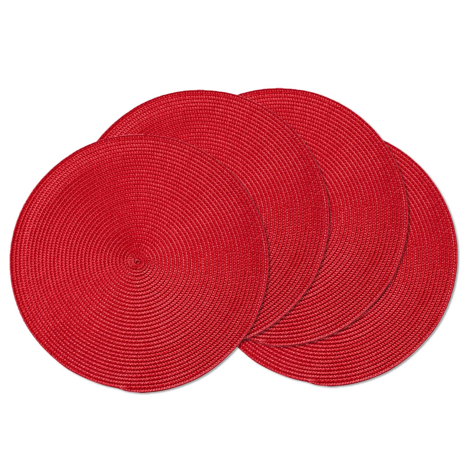 Ahhfsmei Round Braided Placemats 15 Inch Round Table Mats For Dining Tables Natural Woven Heat Resistant Place Mats Set Of 4 (Re