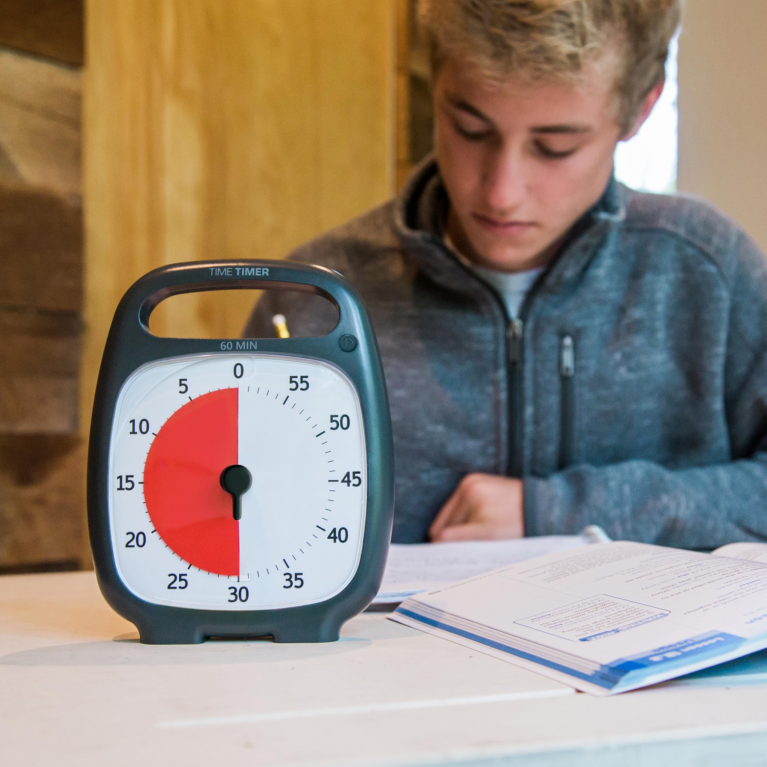 Time Timer Plus 60 Minute Desk Visual Timer - Countdown Timer With Portable Handle For Classroom, Office, Homeschooling, Study T