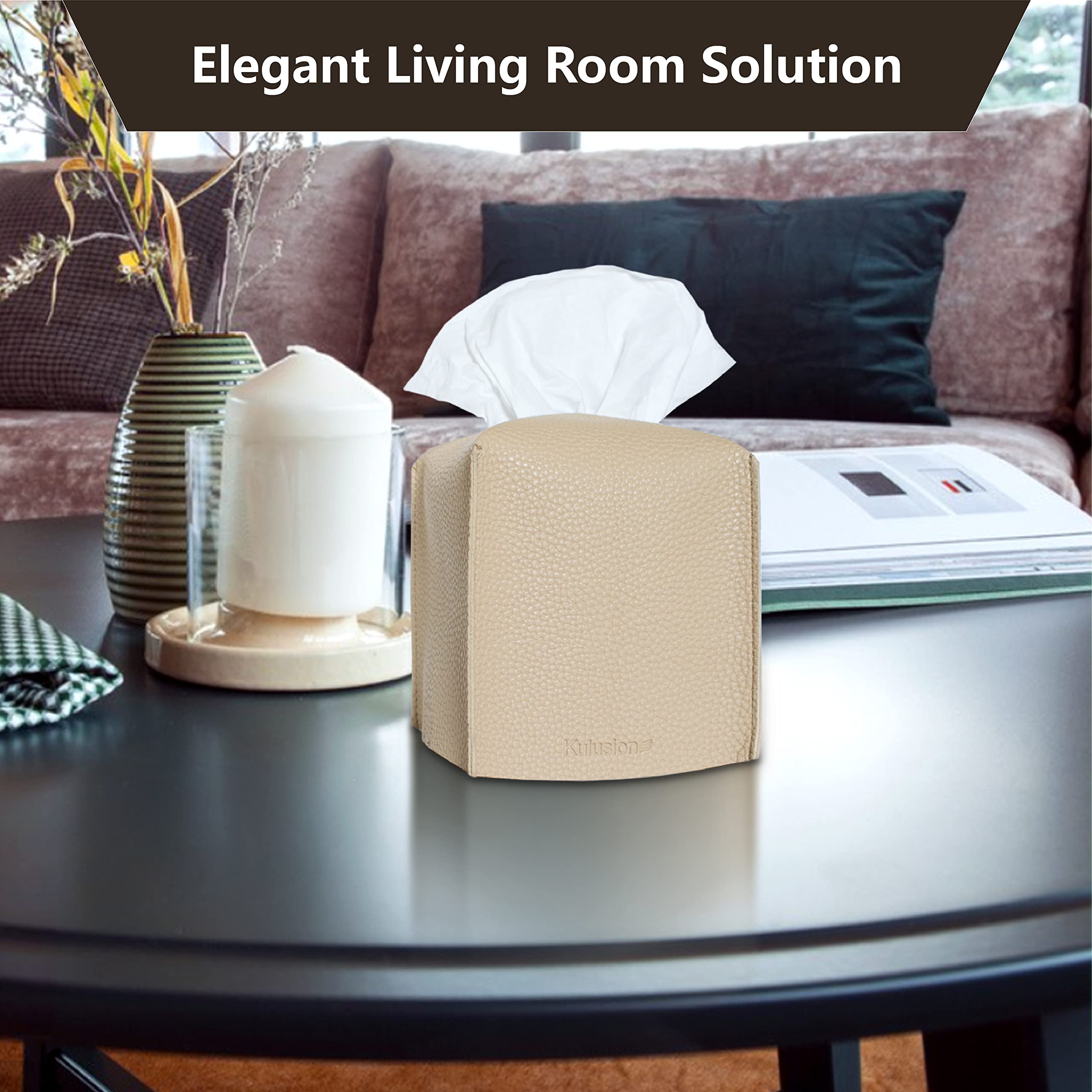 2 Pcs Tissue Box Cover, Modern Square Cube Covers Pu Leather Tissue Storage Box Cover For Home Bathroom Countertop Office Decor(