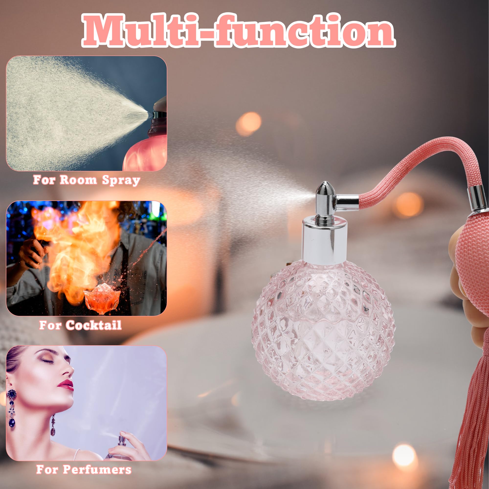 Coolrunner Crystal Art Vintage Style Refillable Perfume Atomizer Long Spray Bottle 100Ml (Pink)