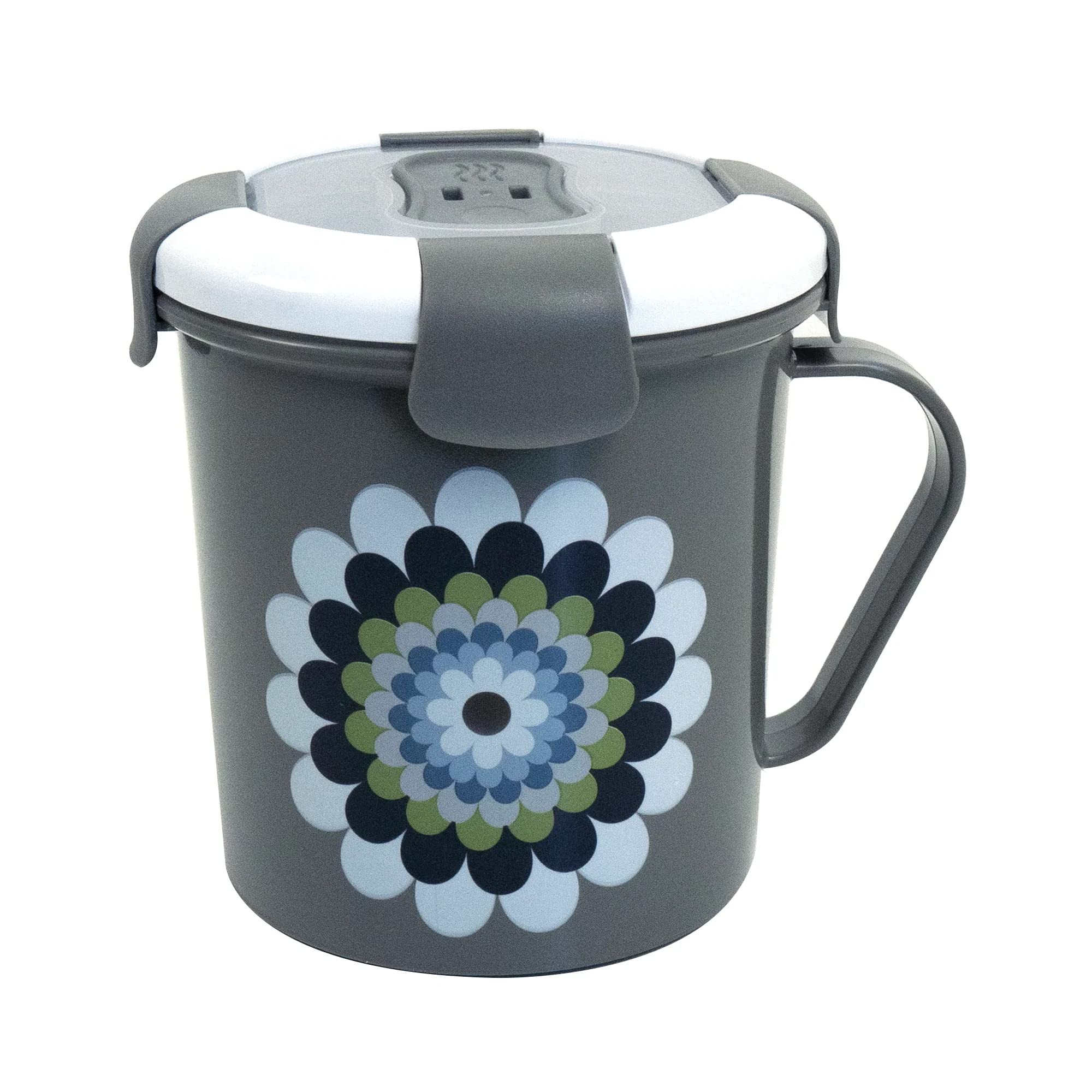 French Bull 23 oz Soup Mug With Handle and Vented Lid Food StorageCool Grip Leak Proof Dishwasher and Microwave Safe Lunch Trav