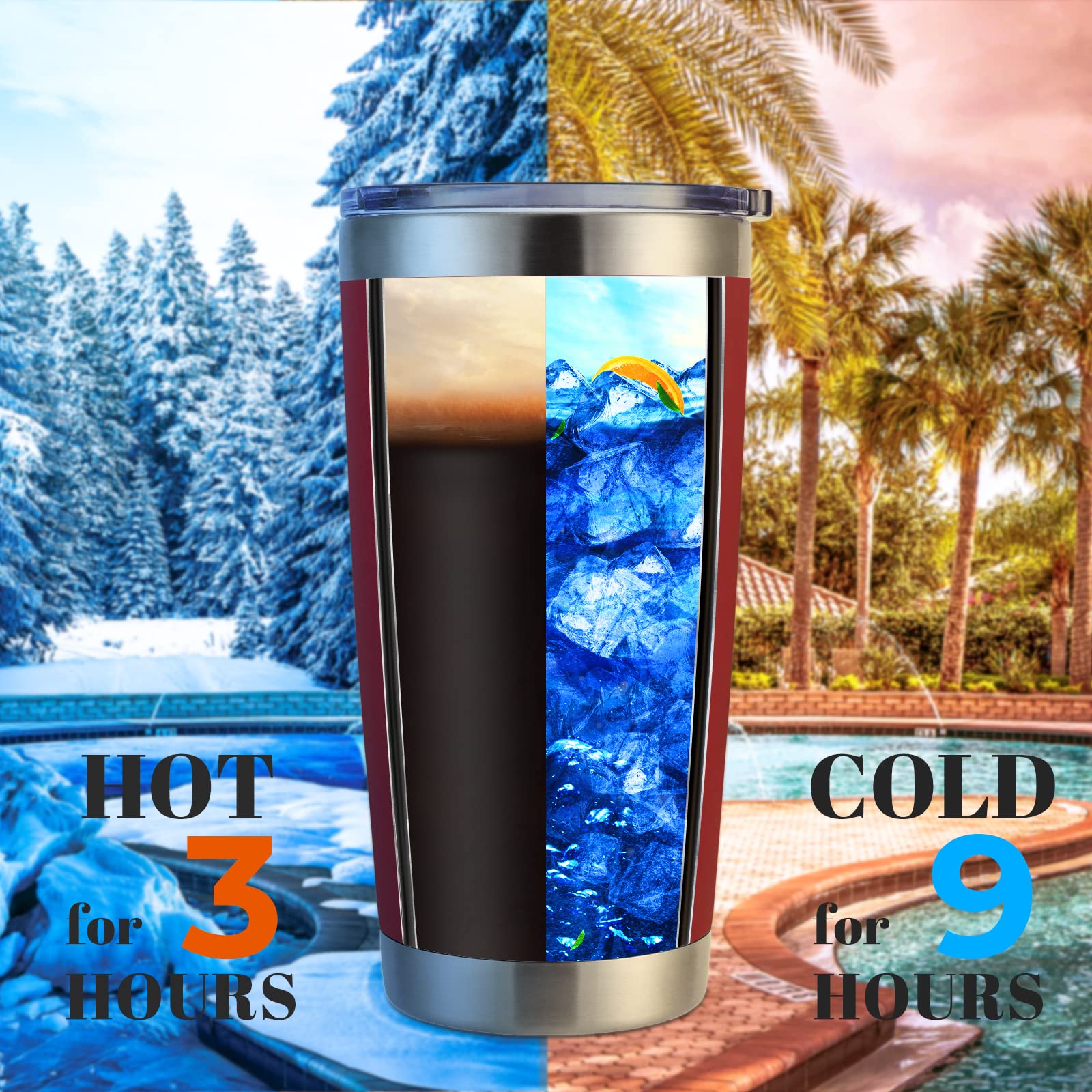 Domicare 20Oz Stainless Steel Tumbler Bulk With Lid, Double Wall Vacuum Insulated Travel Mug, Powder Coated Coffee Cup (Powder R