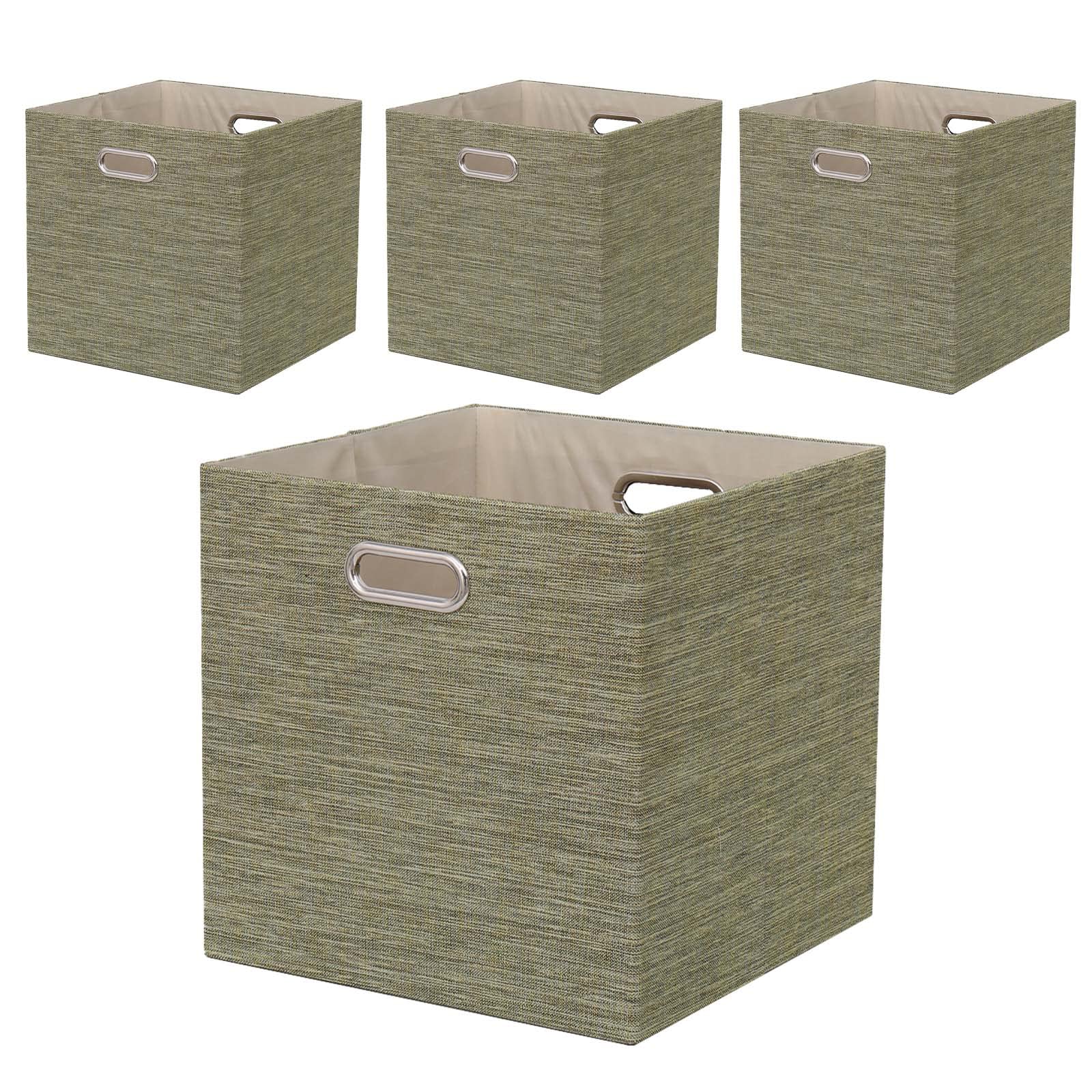 Fboxac Cube Storage Bins 13  13 Polyester Foldable Box With Handles, Collapsible Organization Basket Set Of 4 Large Capacity Dra