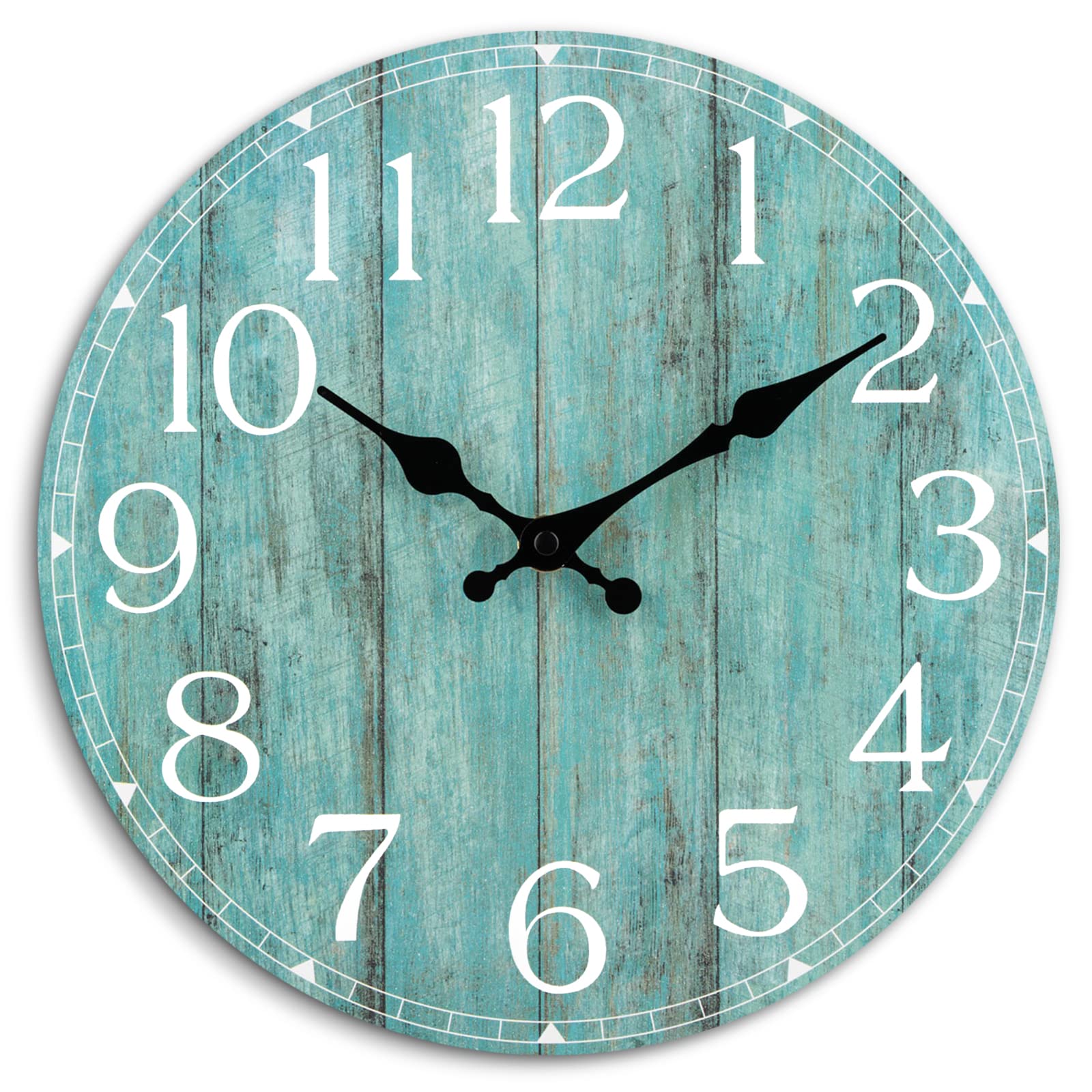 Hylanda 12 Inch Wall Clock - Teal Kitchen Accessories And Decor - Green Wall Clocks Battery Operated Silent Non-Ticking - Turquo