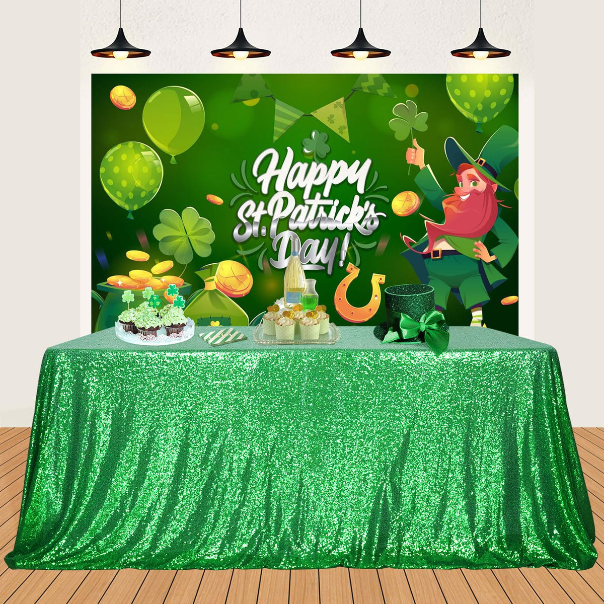 Partydelight Green Sequin Tablecloth 90X156 Inch Rectangle Tablecloth Glitter Tablecloth For Party Baby Shower Christmas Decorat