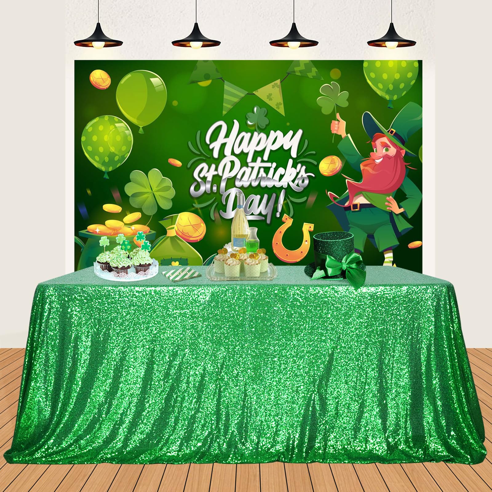 Partydelight Green Sequin Tablecloth 60X102 Inch Rectangle Tablecloth Glitter Tablecloth For Party Baby Shower Christmas Decorat