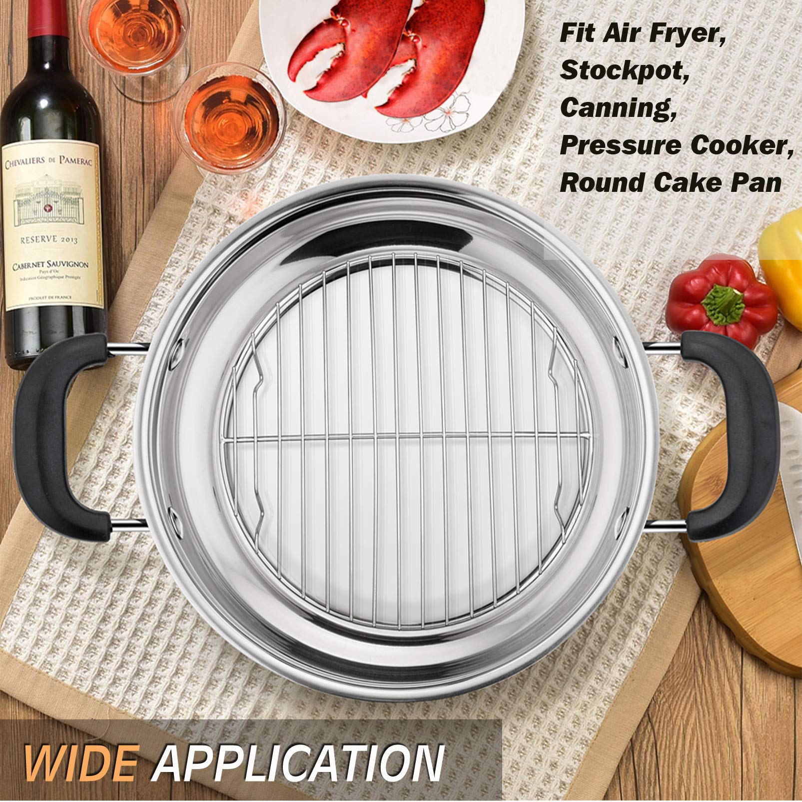 P&P CHEF 9 Inch Round Cooking Rack (Set of 3)  Stainless Steel Baking Cooling Steaming Racks for Home Kitchen  Fits in Air Fryer  Stockpot and Canning  Oven & Dishwasher Safe