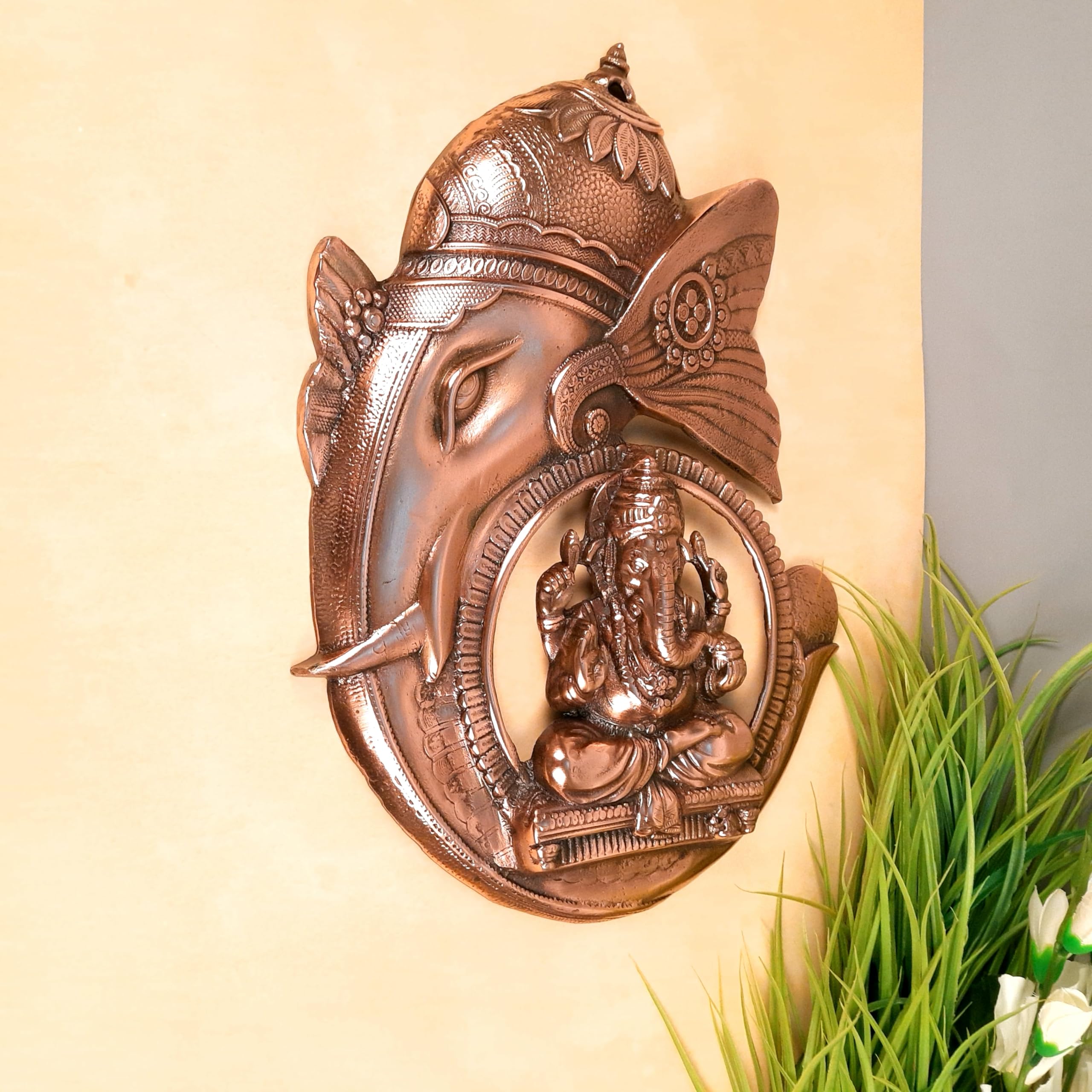 Apka Mart The Online Shop Ganesh Statue Wall Hanging | Ganesha Wall Decor Murti Metal - For Entrance Door, Home, Puja & Religiou