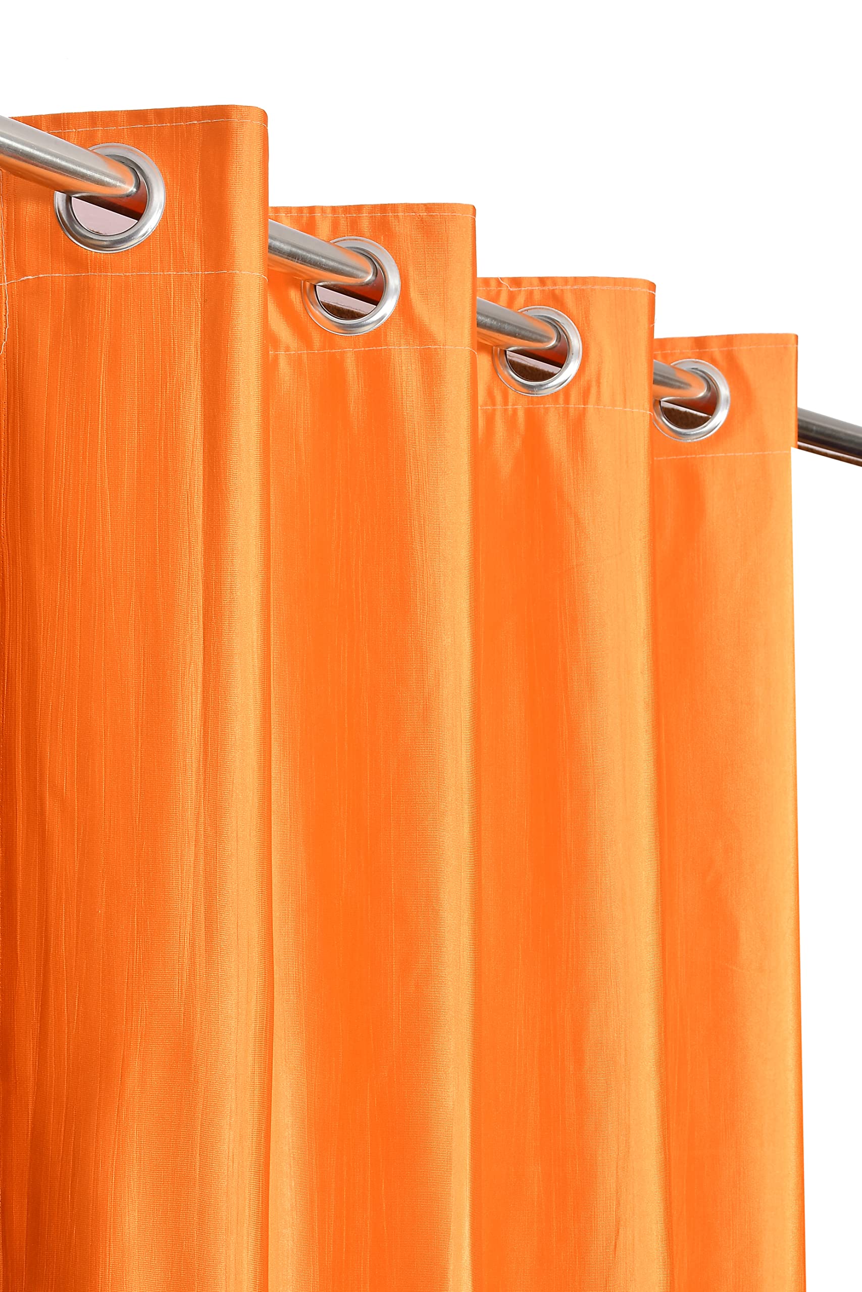 Galaxy Home Decor Solid Plain Curtains for Long Door 10 Feet, Pack of 3, Orange & Cream