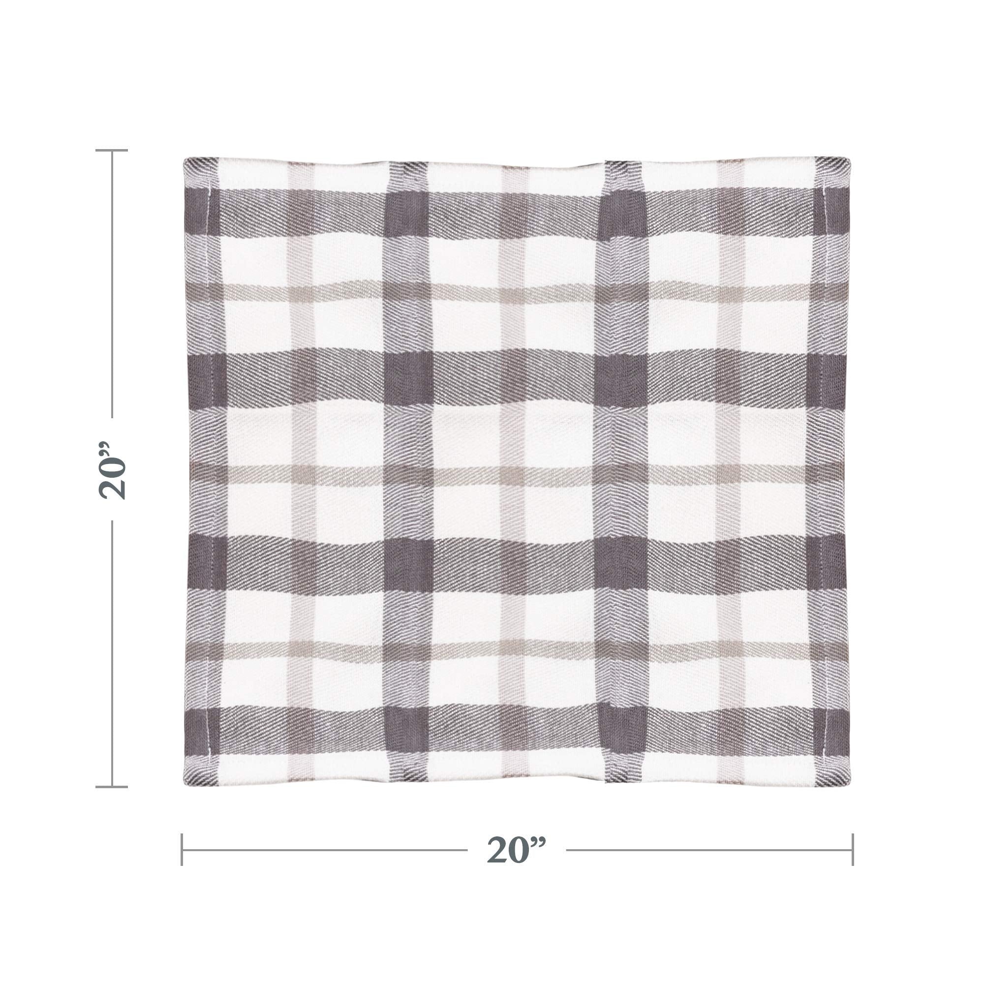 Saro Lifestyle Yuri Collection Plaid Design Cotton Napkin (Set Of 4), 20'', Grey