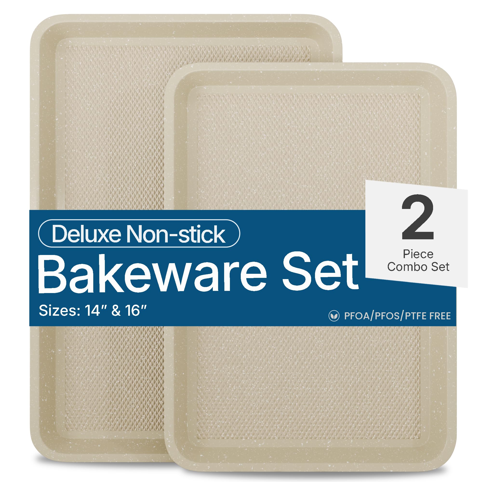 BAKKEN Kitchen Baking Pan - Small, Medium, and Large Cookie Sheet Nonstick, Diamond Texture Bottom, PFOA, PFOS, PTFE Free, Oven 