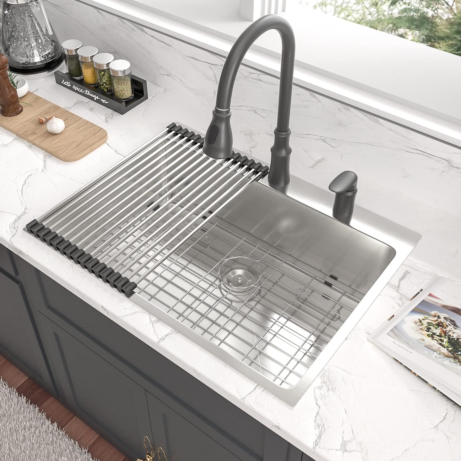 Lordear 33 Inch Drop In Kitchen Sink 33X22 Stainless Steel Topmount Sinks 16 Gauge T304 Single Bowl Kitchen Sink With 3Mm Thicke