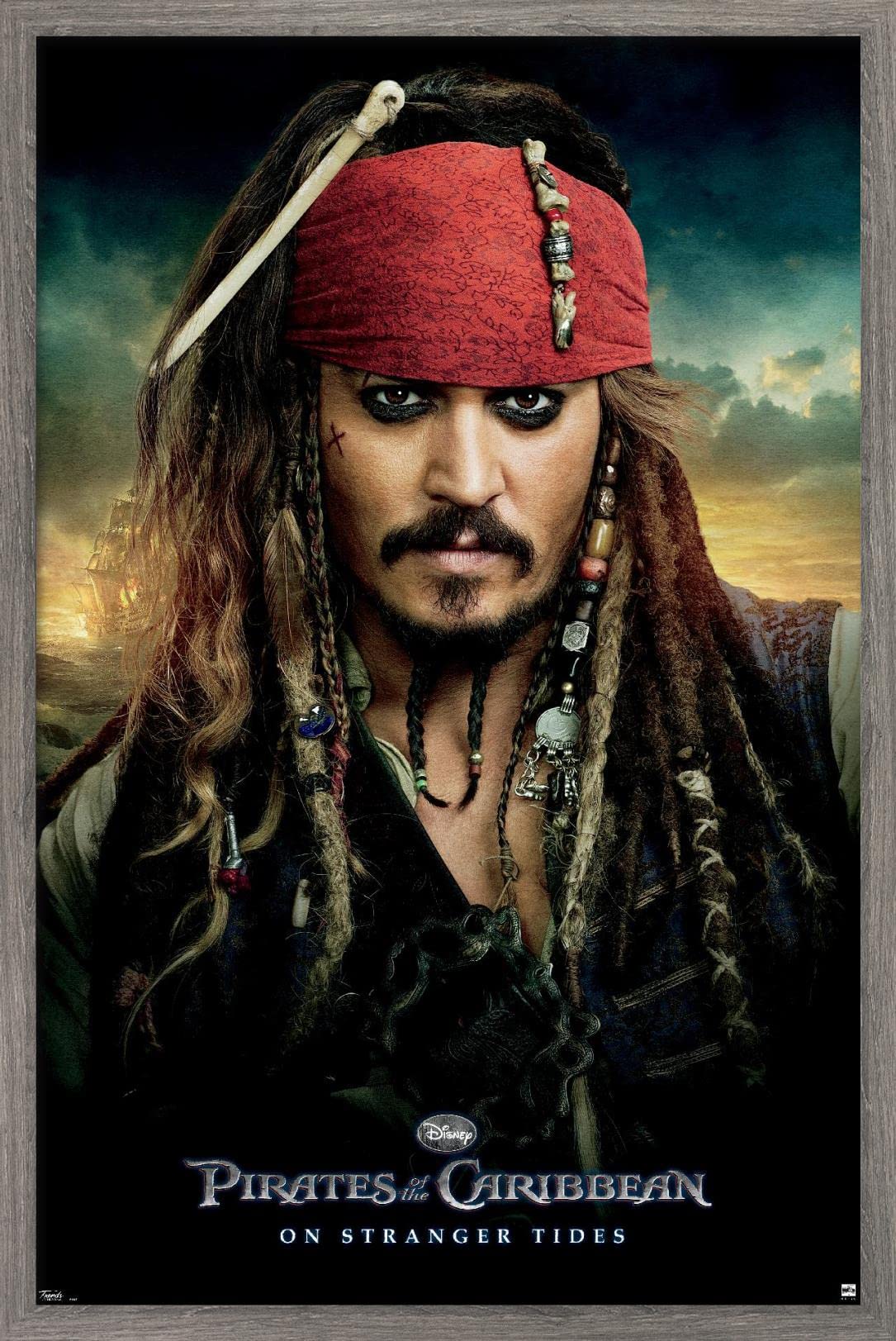 Trends International Disney Pirates Of The Caribbean: On Stranger Tides - One Sheet Wall Poster, 22.375'' X 34'', Barnwood Frame