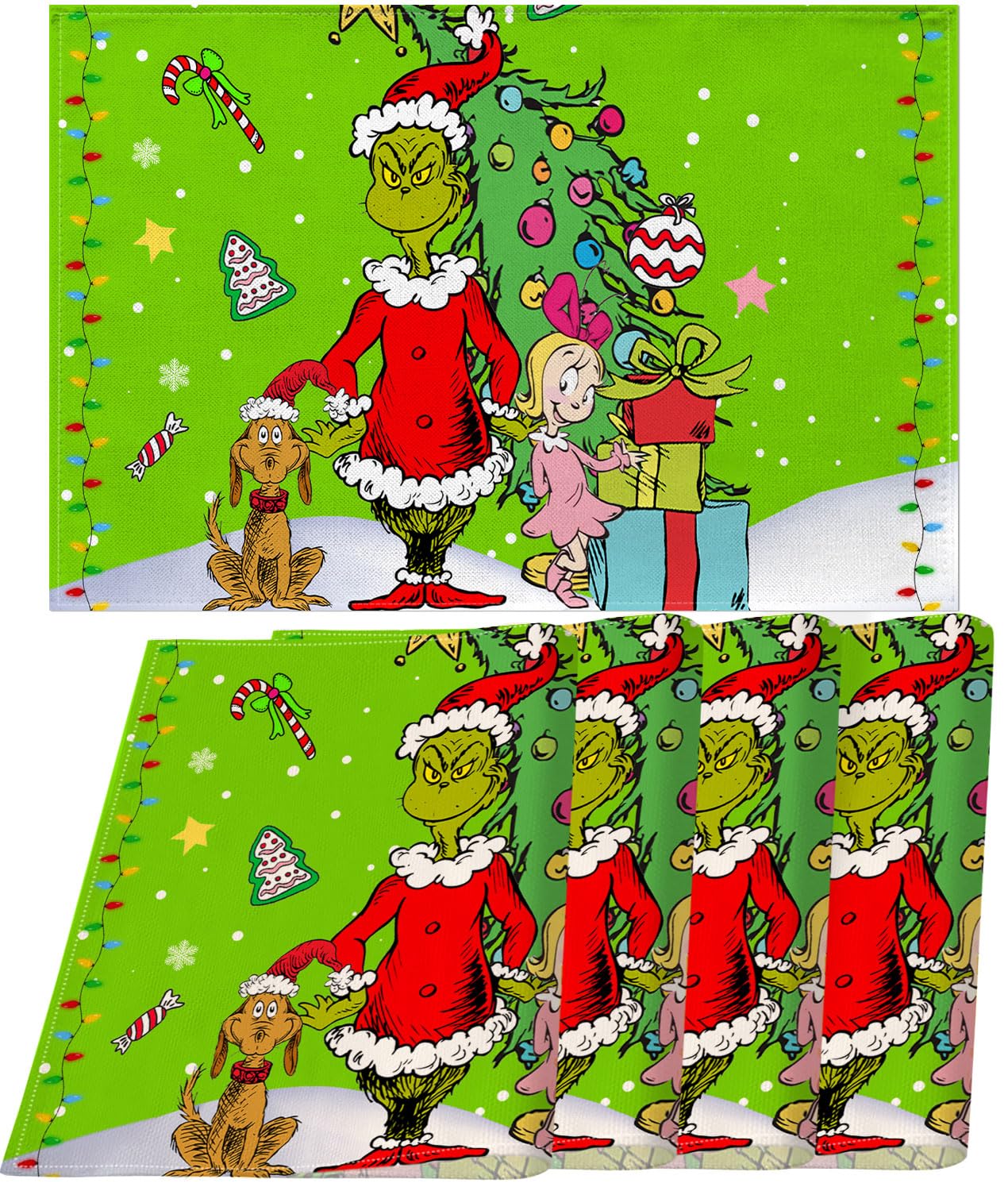 Nepnuser Merry Christmas Placemats Set of 4 Xmas Winter Holiday Believe Theme Party Place Mats for Home Kitchen Dining Table Dec