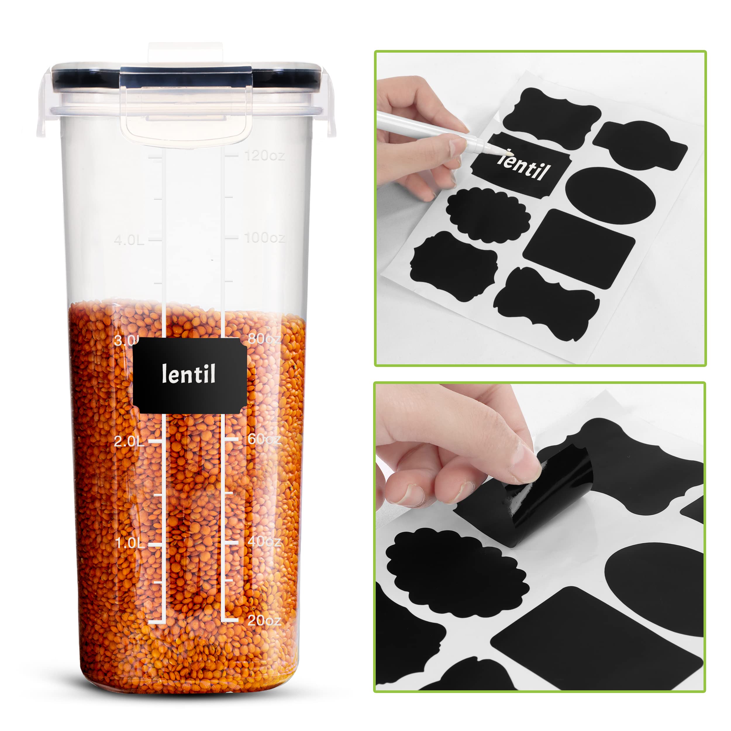 Utopia Kitchen Cereal Containers Storage - 4 Pack Airtight Food Storage Containers & Cereal Dispenser For Pantry Organization An