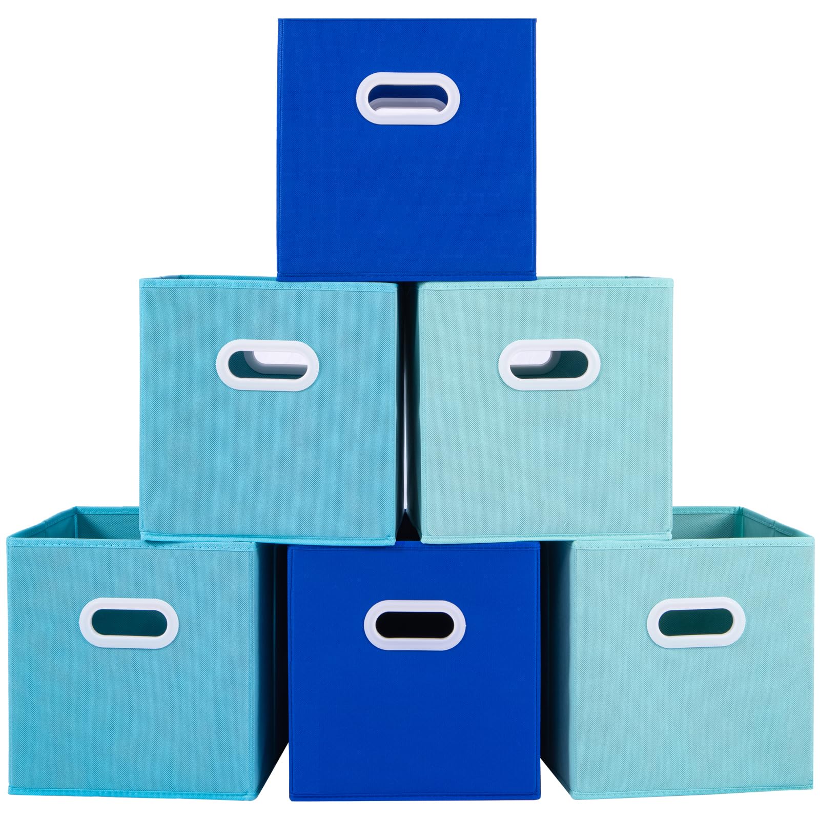 Stero Fabric Storage Cubes Bins, 11 Inch Fun Colored Foldable Storage Baskets With Dual Plastic Handle For Home, Kids Room, Clos