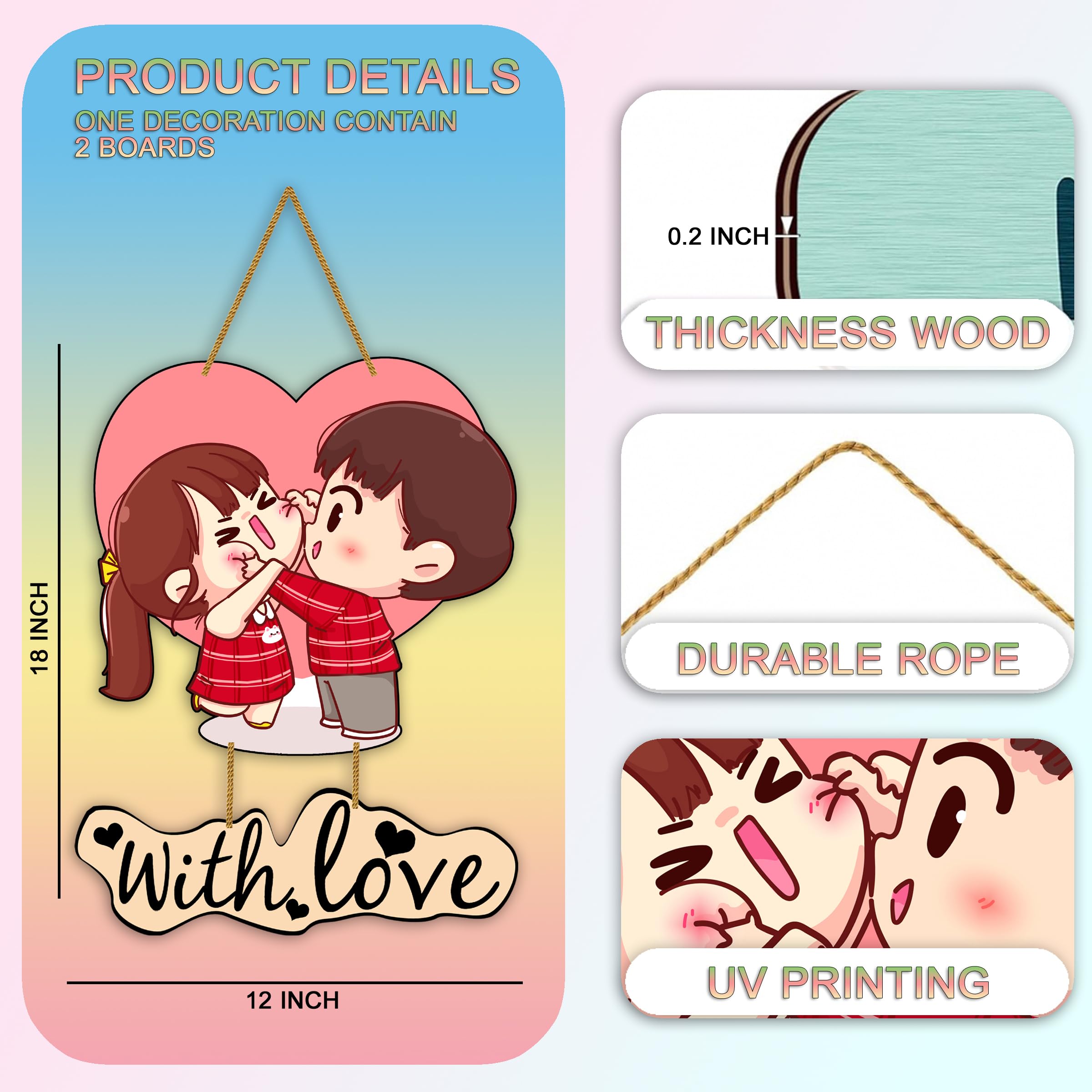 Shri Kanth Art Wooden Valentine Wall Hanging |Wall Hanger for HomeDecor Item | Wall Art With Love | Home Decor Couple Wall Art I