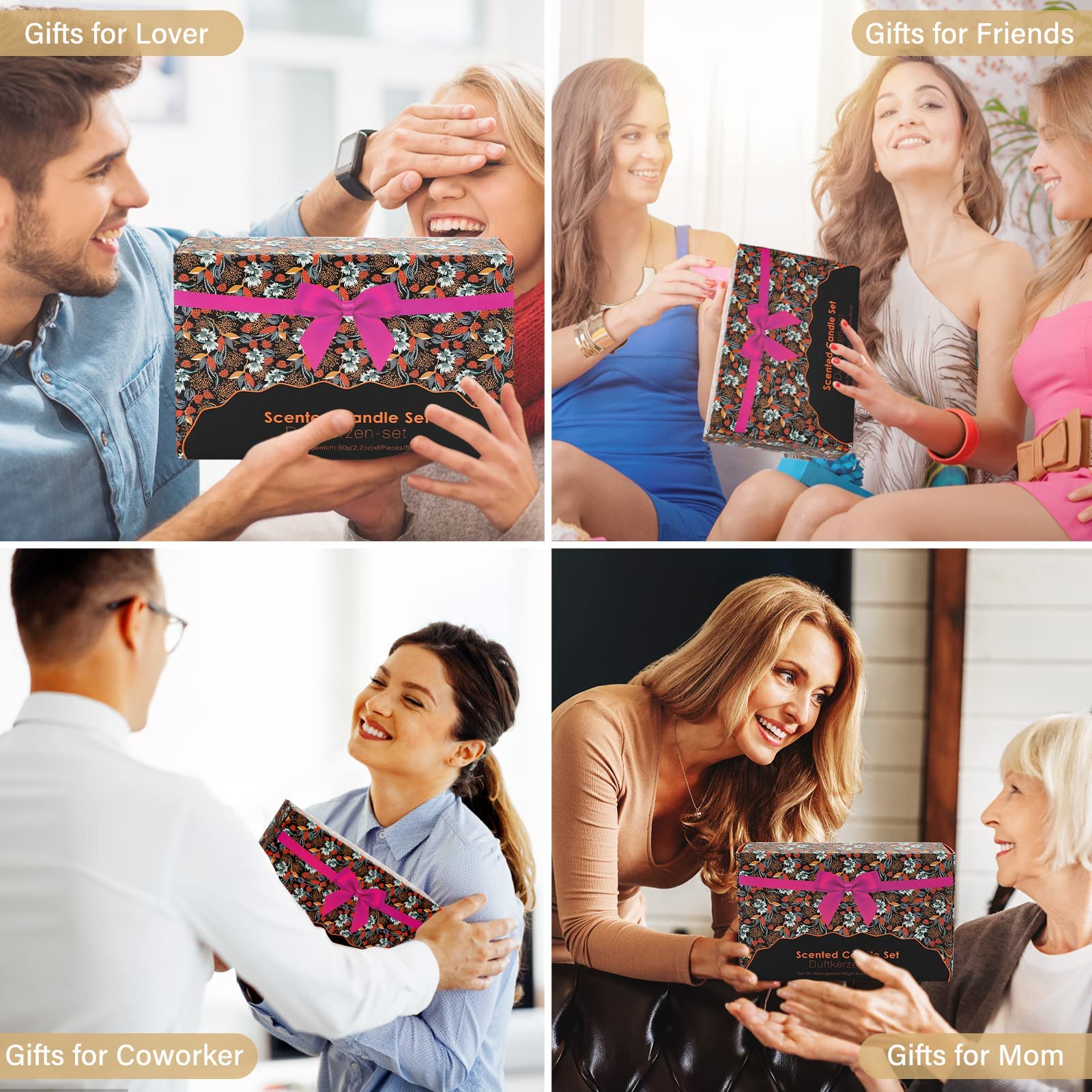 Scented Candles Gift Set, 6 Packs Candles for Home Scented, 120H Burning Time,Stress Relief & Mothers Day Gifts for Mom, Ideal G