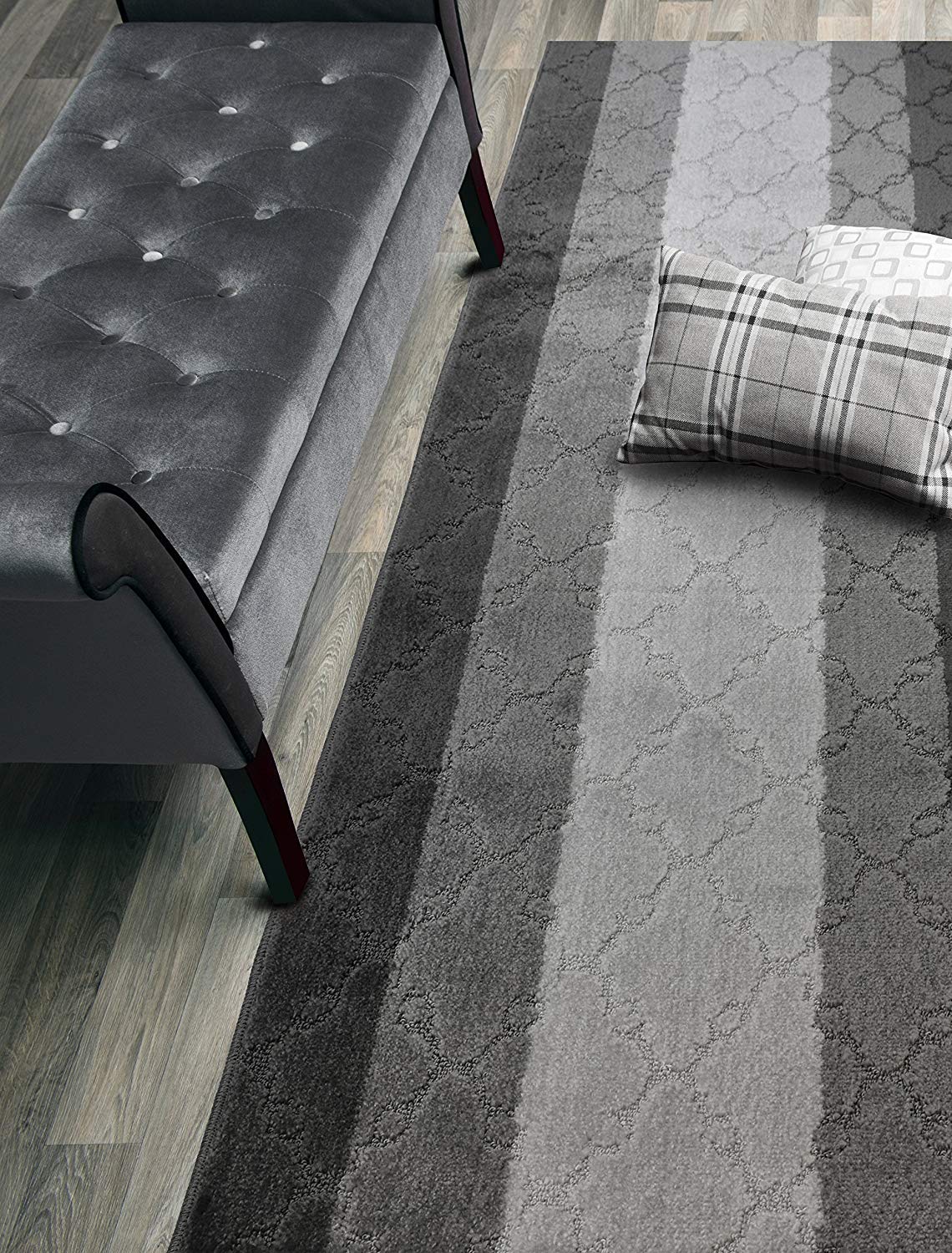 ORFA HOME Custom Size Hallway Runner Rug, Slip Resistant, 26 Inch Wide X Your Choice of Length, Trellis Anthracite, 26 Inch X 9 