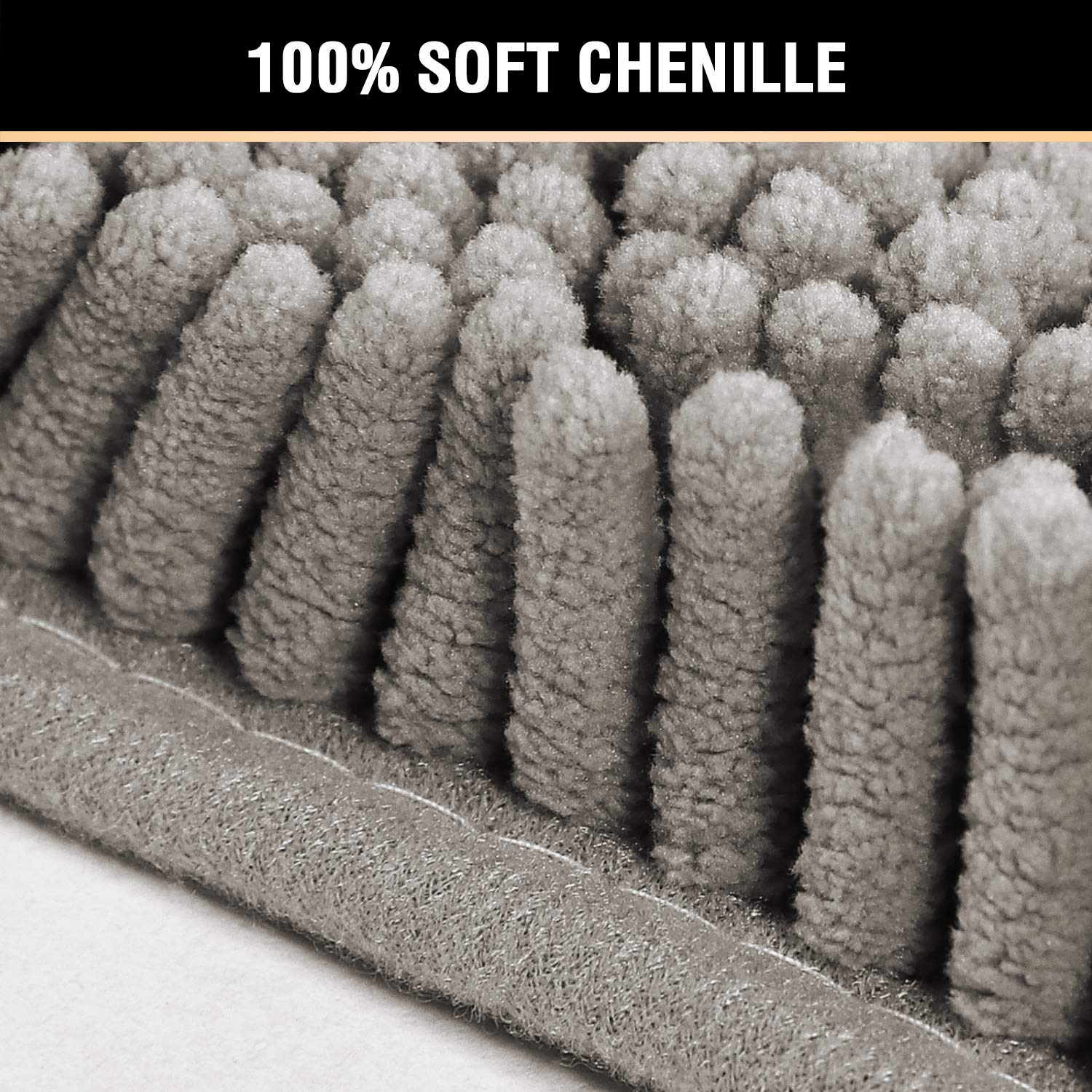 H.VERSAILTEX Bath Mats for Bathroom Non Slip Luxury Chenille Ultra Soft Bath Rugs 24x36 Absorbent Non Skid Shaggy Rugs Washable Dry Fast Plush Area Carpet Mats for Indoor  Bath Room  Tub - Dark Grey