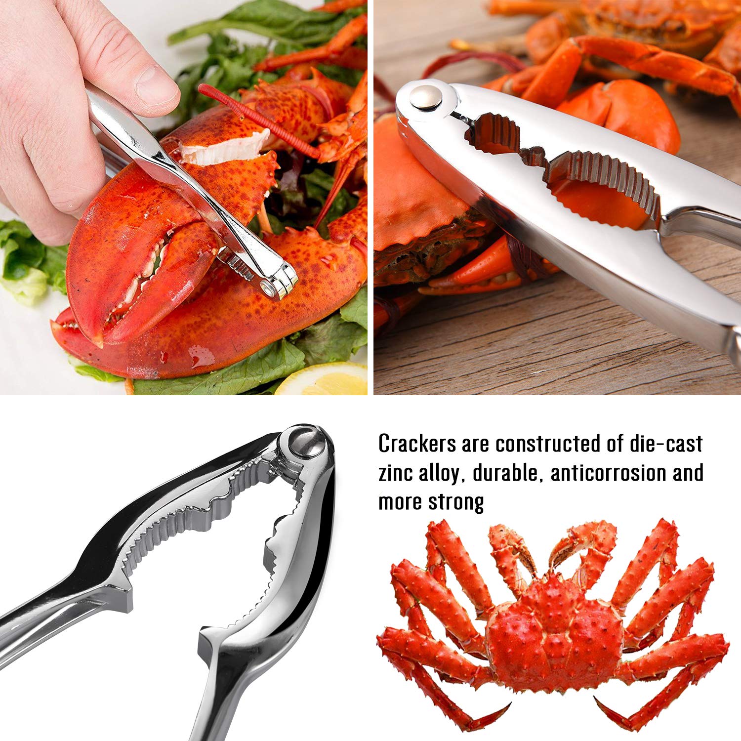 Hiware 20-Piece Seafood Tools Set Includes 6 Crab Crackers, 6 Lobster Shellers, 6 Crab Leg Forks/Picks And 2 Seafood Scissors &