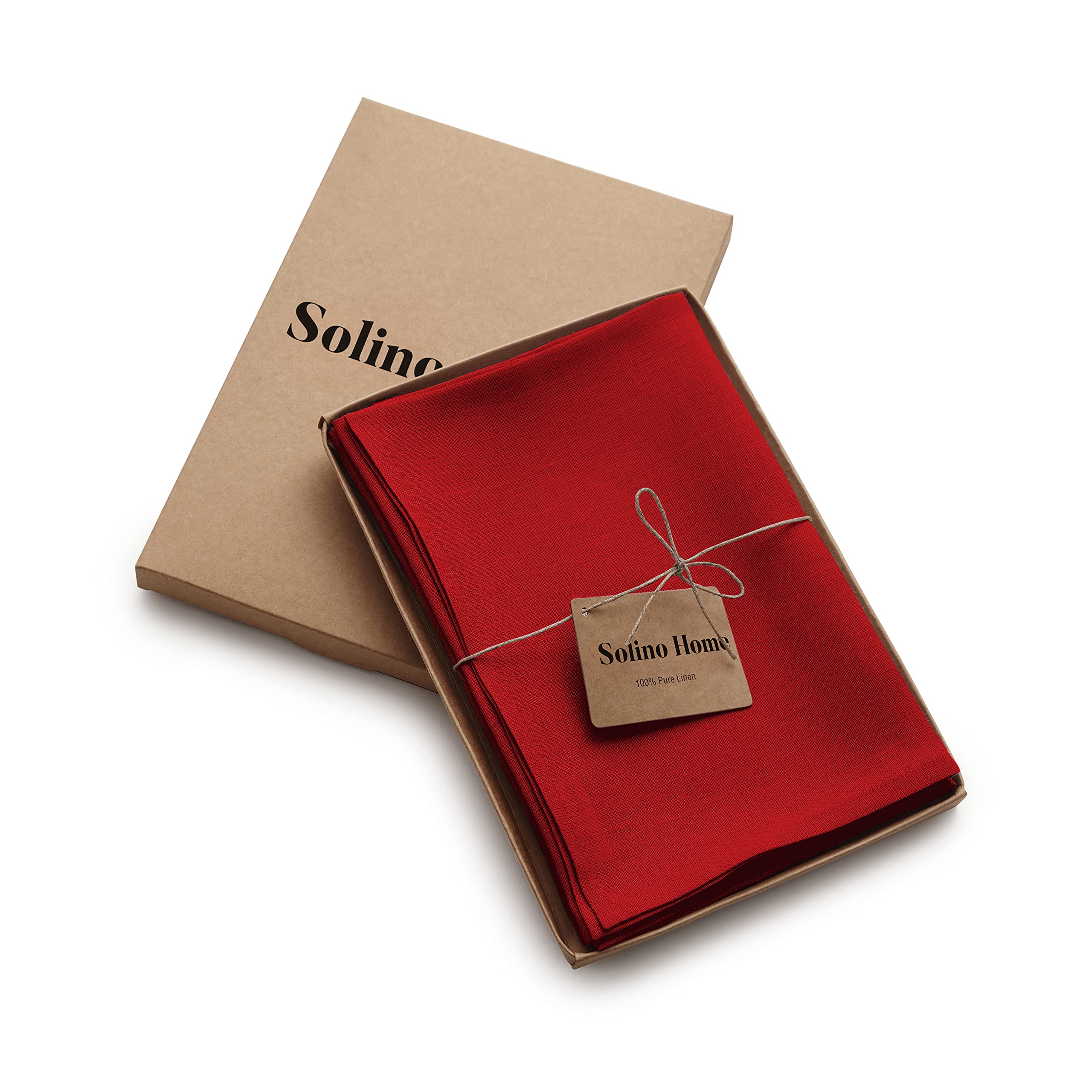 Solino Home Linen Dinner Napkins 20 X 20 Inch - 100% Pure Linen Red Cloth Napkins Set Of 4 For Spring, Easter - Fete, Handcrafte