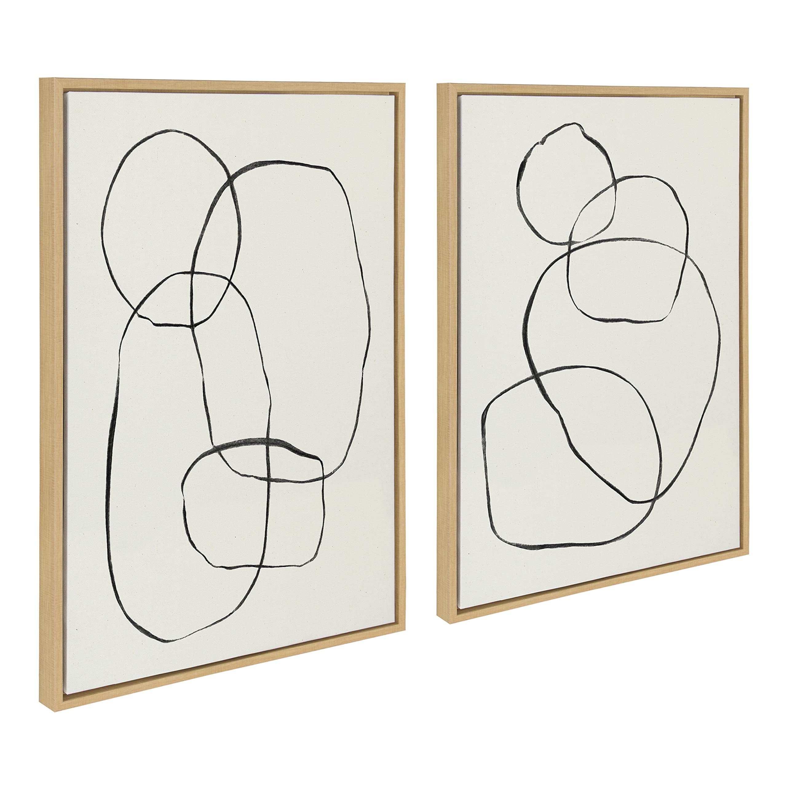 Kate And Laurel Sylvie Modern Circles And Going In Circles Framed Linen Textured Canvas Wall Art Set By Teju Reval Of Snazzyhues