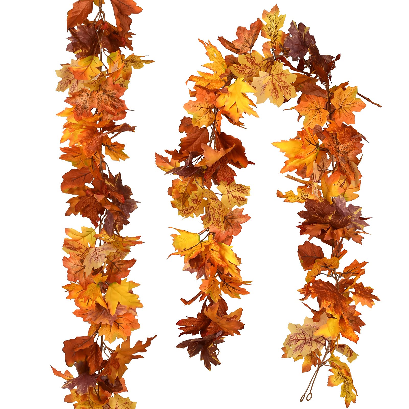 DearHouse 2 Pack Fall Garland Maple Leaf, 5.9Ft/Piece Hanging Vine Garland Artificial Autumn Foliage Garland Thanksgiving Decor 