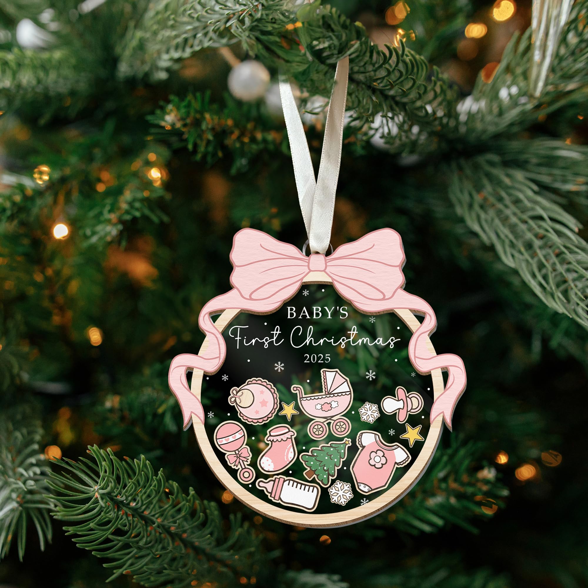 SUCHAGIFT Babys First Christmas Ornament 2025 Girl - Baby First Christmas Ornaments 2025, Babys Girls 1st Xmas Ornaments - Baby