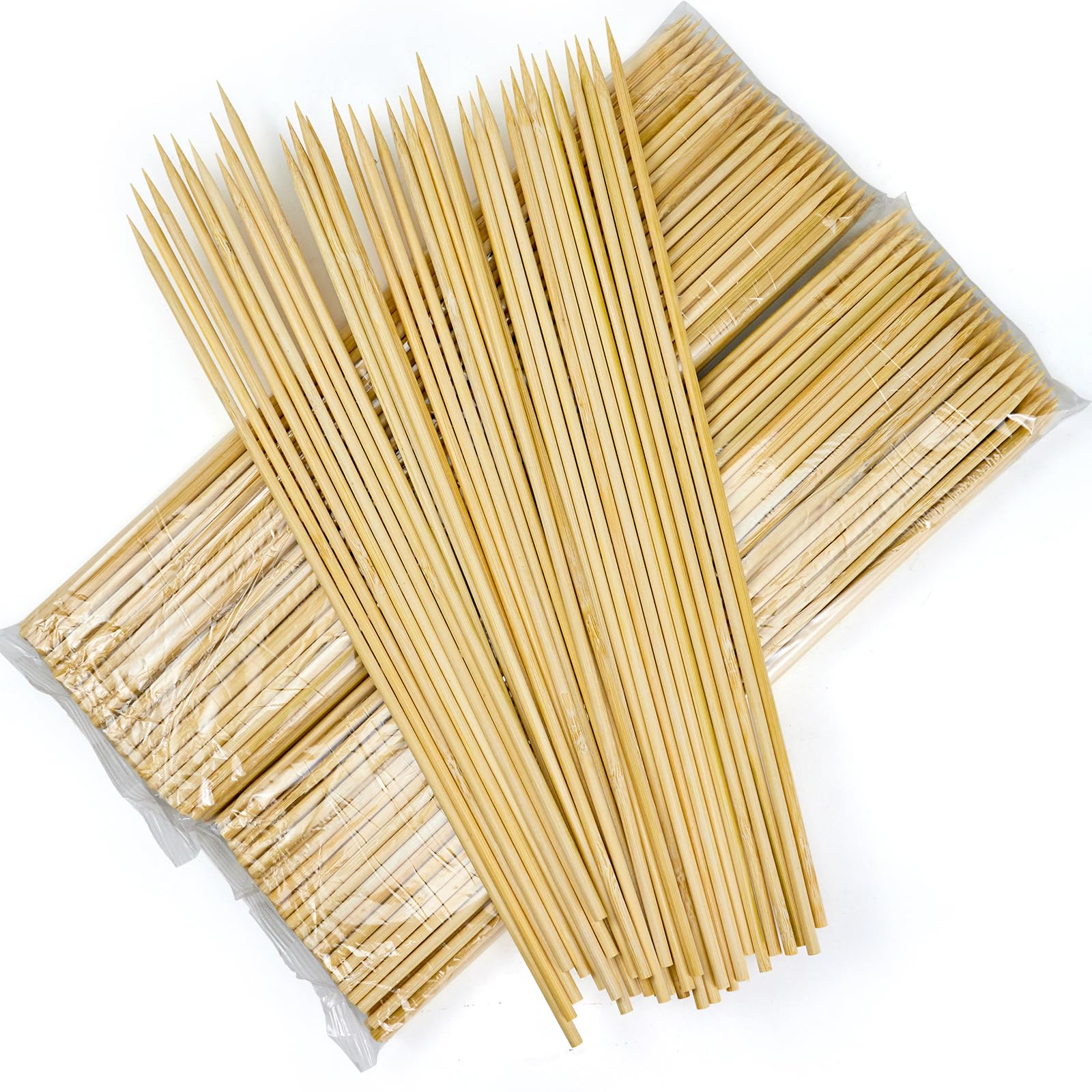 200 Pcs Bamboo Skewers 12 Inch - Wooden Skewers For Grilling, Fruit, Appetizers, Chocolate Fountain, Bbq, Shish Kabob - Natural