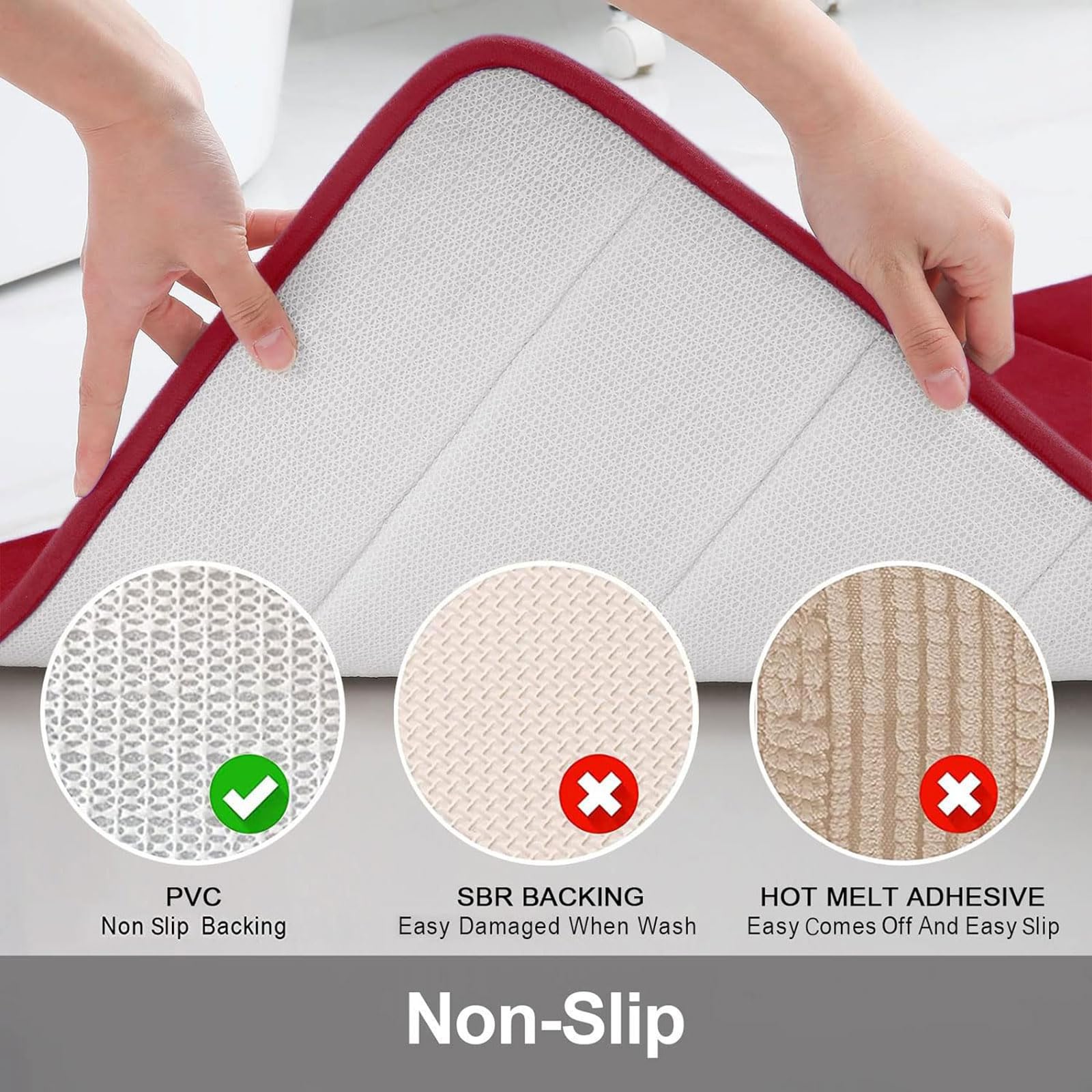 Buganda Bathroom Rug And Mat Set, 2 Piece Memory Foam Bath Mat And U-Shaped Toilet Rug, Machine Wash Dry, Soft Non Slip Absorben