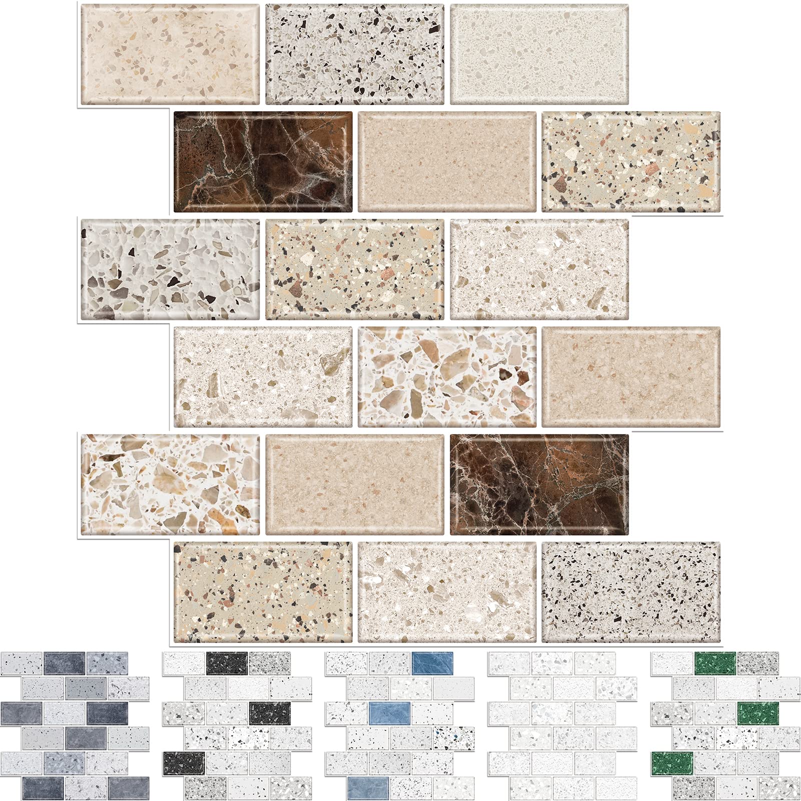 Urcolor 10-Sheet Backsplash Tile For Kitchen Peel And Stick,12''X12'' Self Adhesive Wall Tiles Stick On Back Splashes For Bathro