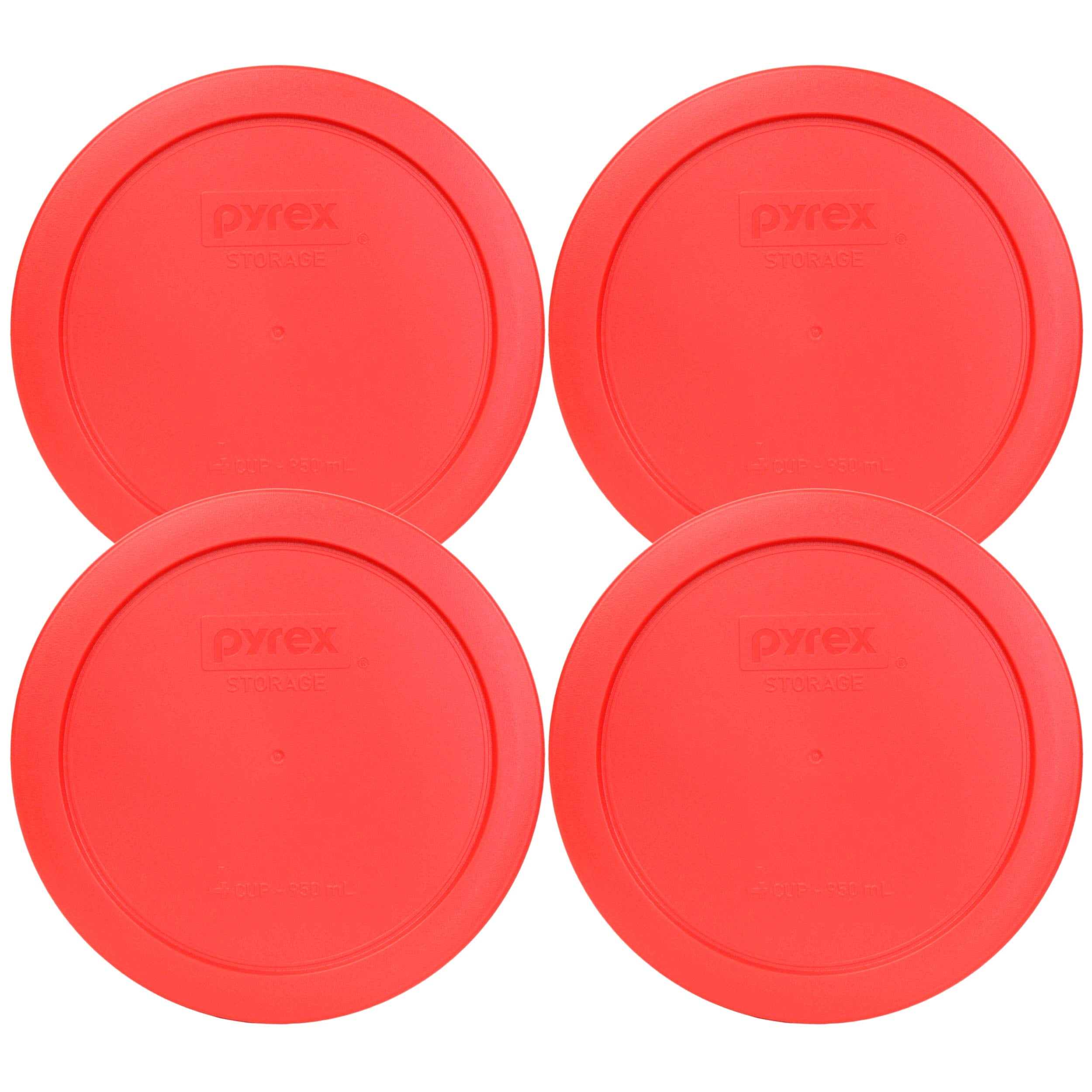 Pyrex 7201-PC Round Red 6.5 4 Cup Lid for Glass Bowl 4 Pack