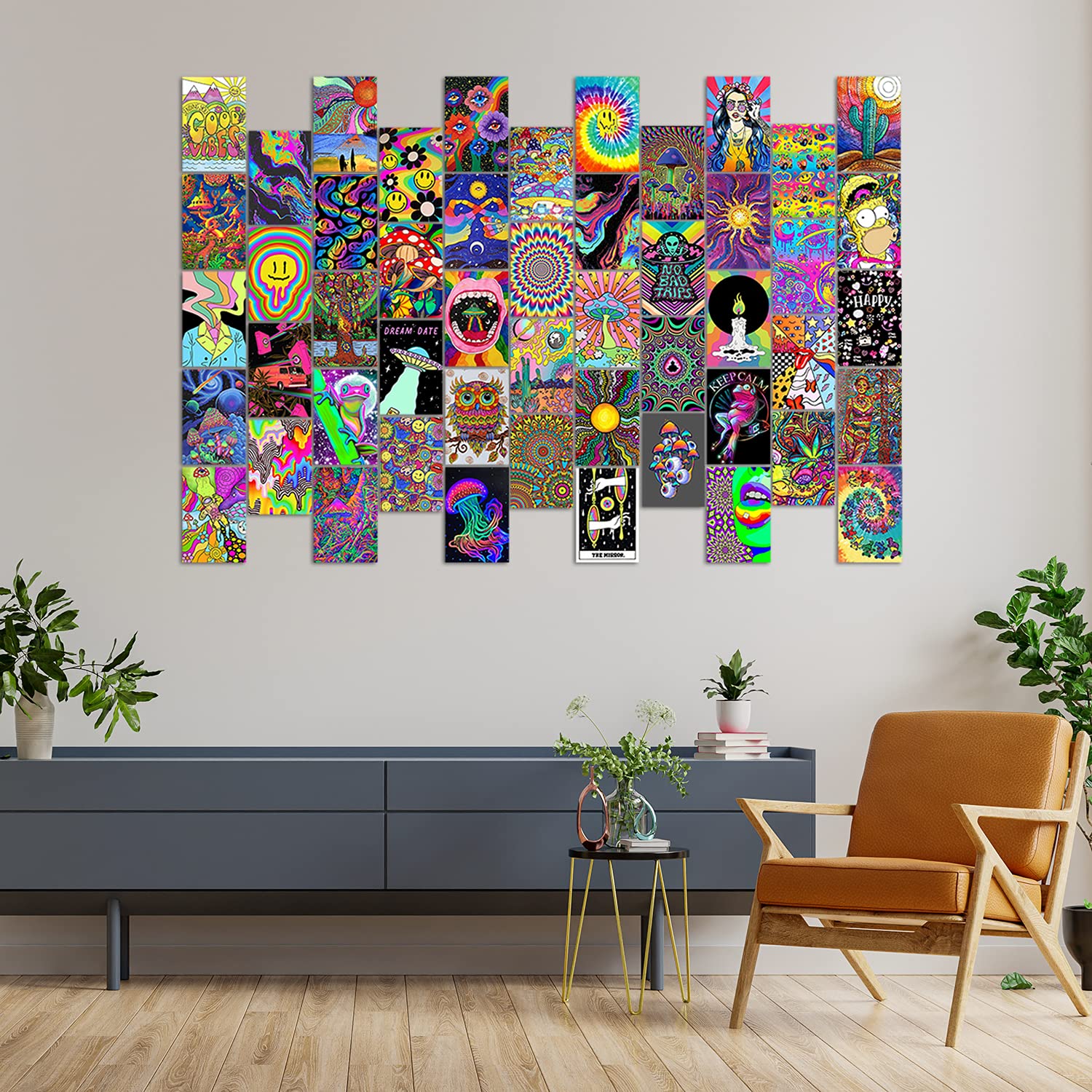 Woonkit Indie Hippie Trippy Posters  Indie Room Decor  Teen Bedroom Dorm Aesthetic Poster  Photo Wall Collage Kit Pictures  Psychedelic Posters  50PCS 4X6 INCH