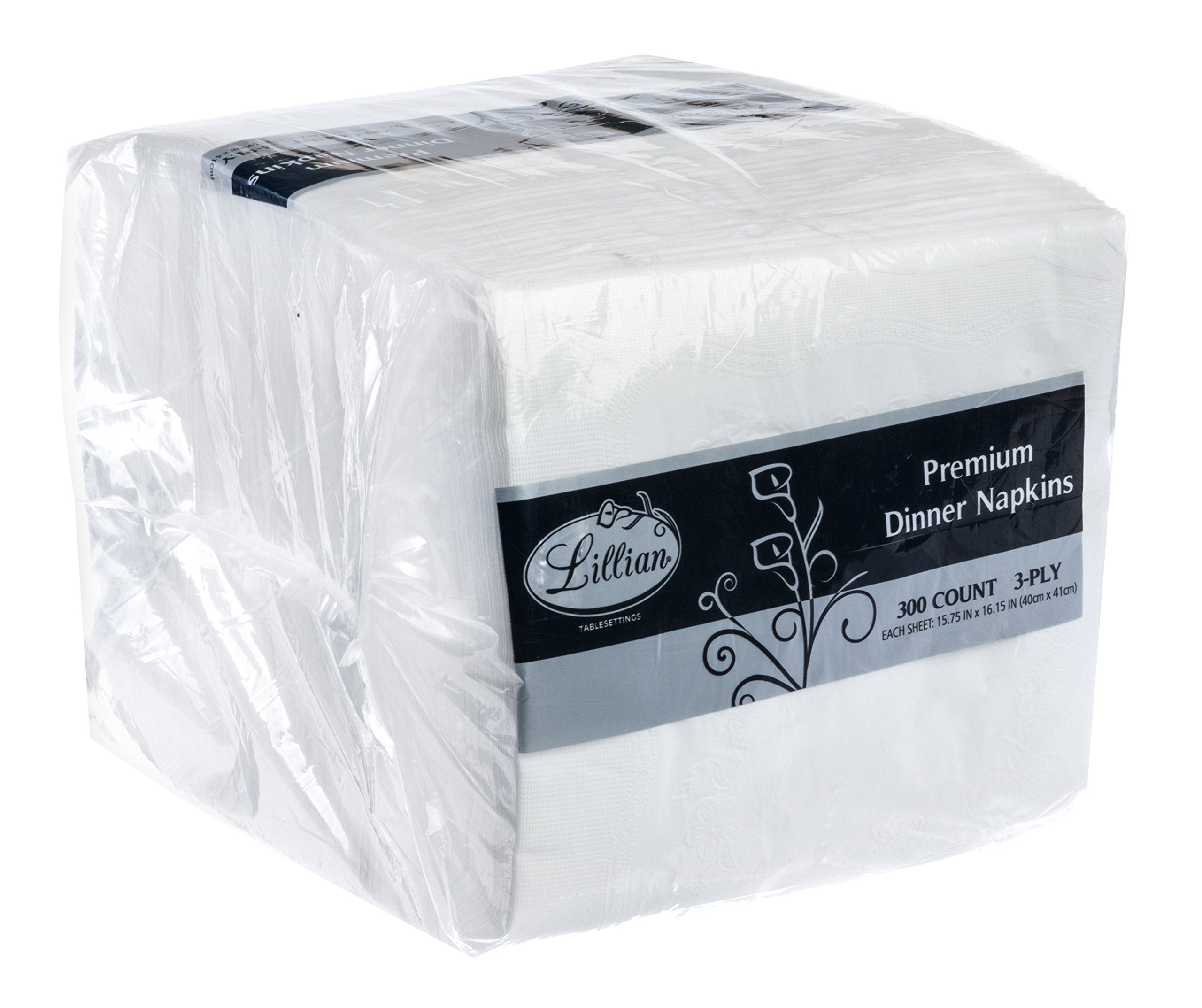 Premium White Napkins, 3 Ply Dinner Napkin Cloth Like | Value Pack 300 Count