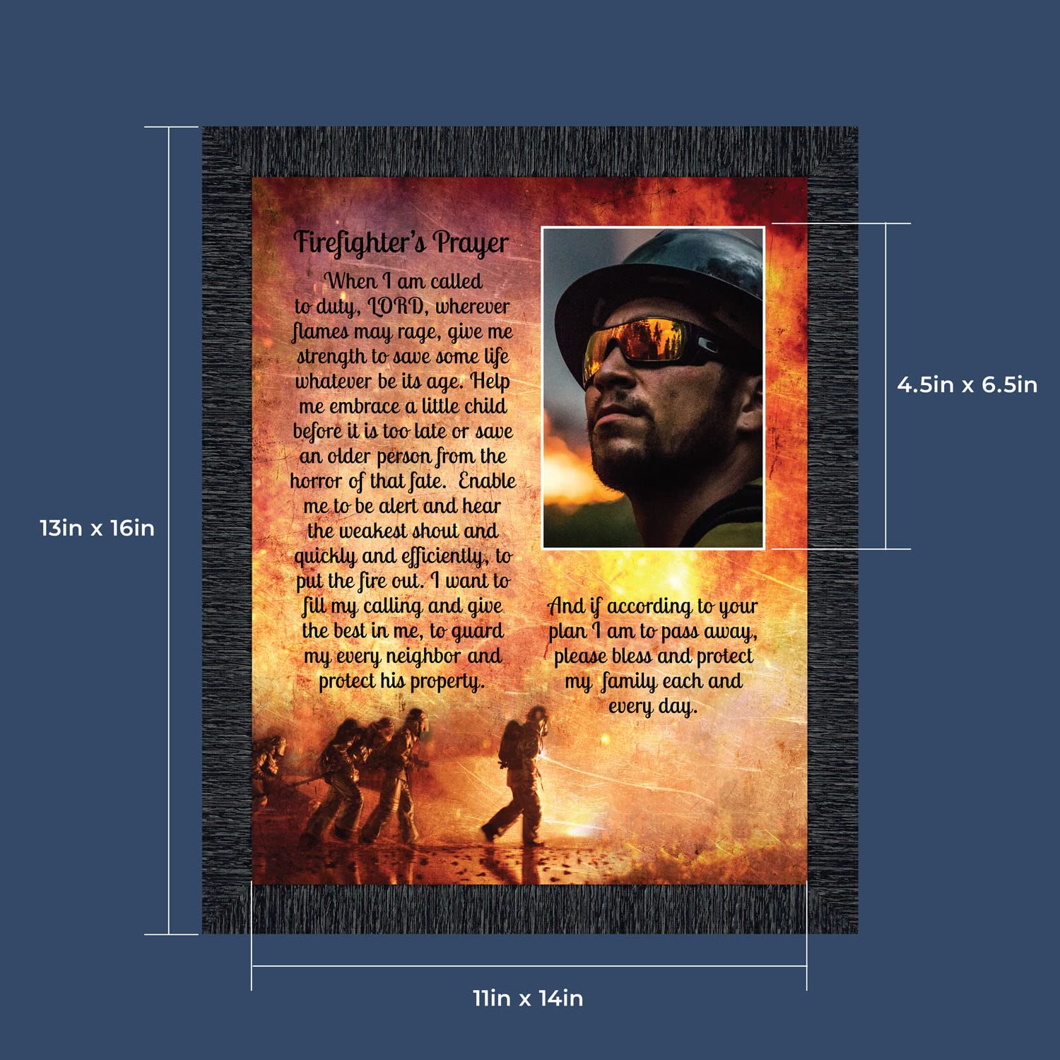 Crossroads Home D  Cor Firemans Prayer Picture Frame, Firefighter Decor, Firefighter Graduation Present, 5015Ch