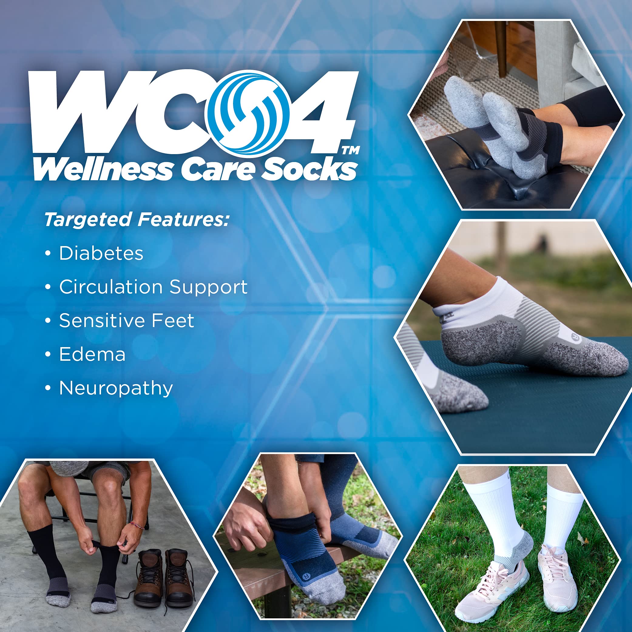 Diabetic And Neuropathy Non-Binding Wellness Socks By Orthosleeve Wc4 Improves Circulation And Helps With Edema