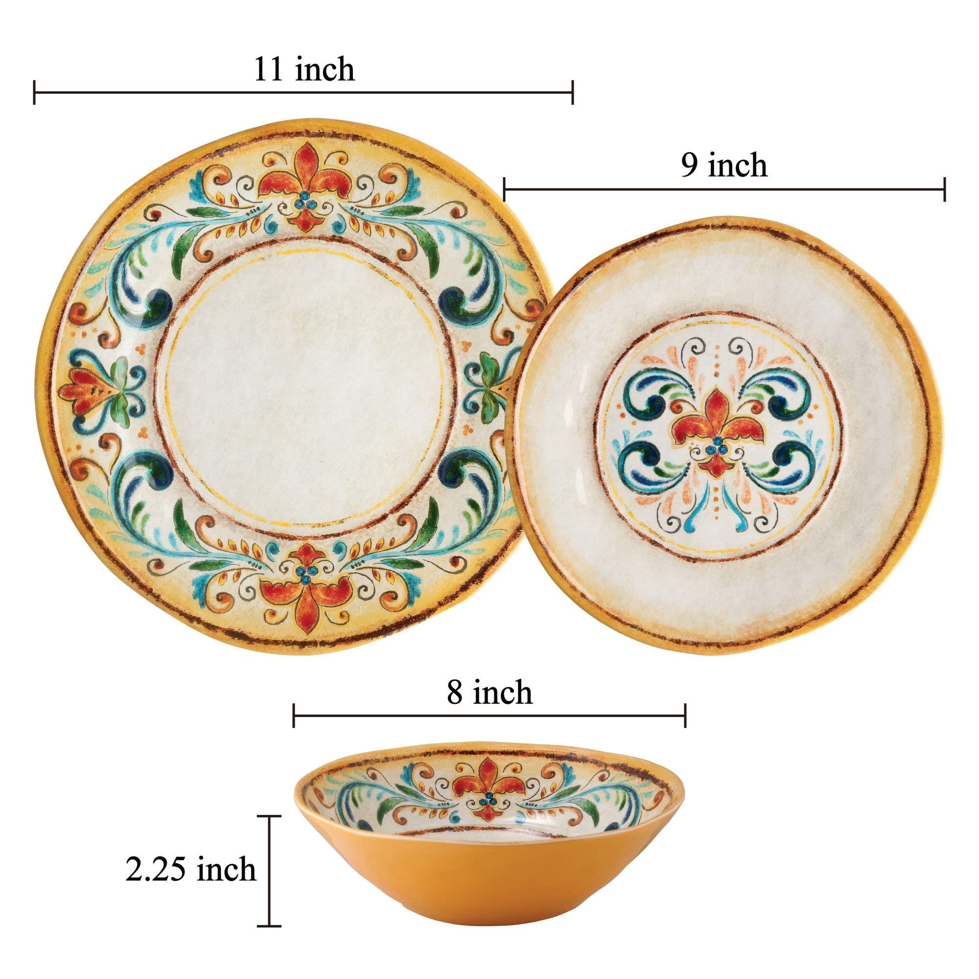 Supreme Housewares 6-Piece 11 Inch Melamine Serving Plate/Dinner Plates (Tuscany)