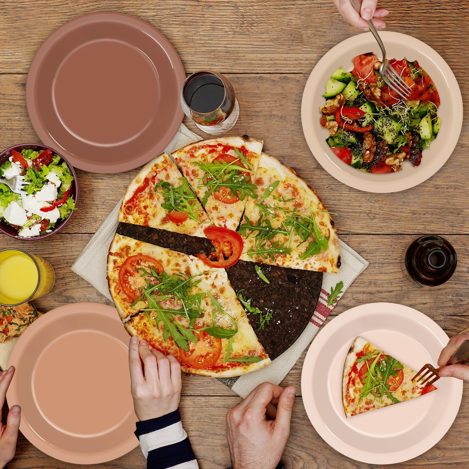 48Pcs Brown Theme Birthday Party Paper Plates For Boho Baby Shower Party Supplies 7'' Brown Gradient Color Round Birthday Party