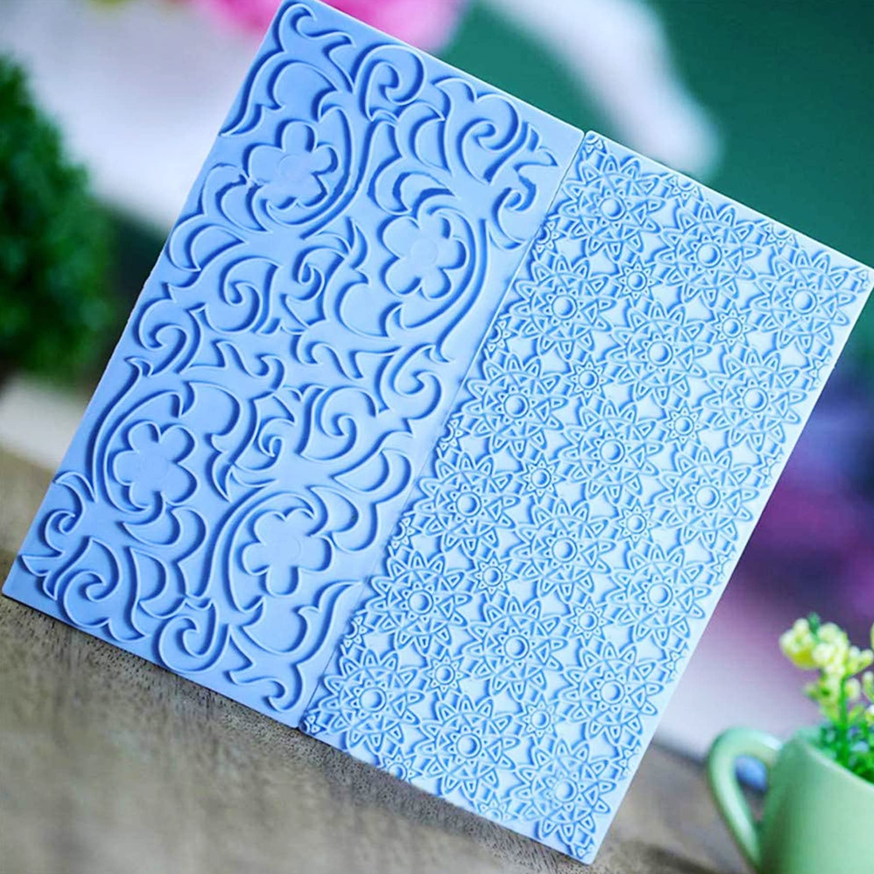 Woohome 23 Pcs Cake Fondant Embossing Mould Fondant Impression Mat, 14 Different Patterns Grid Lace Embossing Mat, Cake Fondant