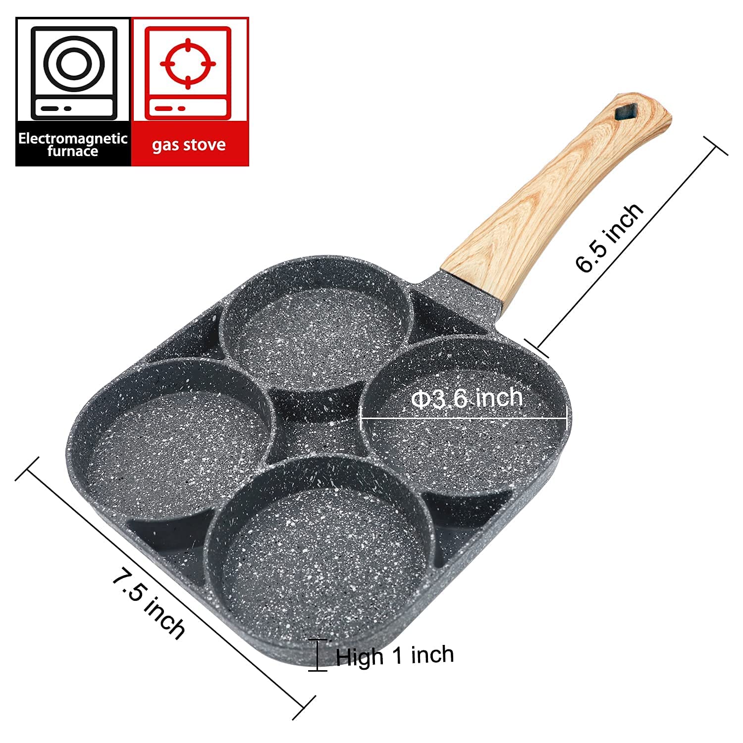 Iaxsee Egg Frying Pan Nonstick Pancake Pans 4-Cups Cookware Pancake, Omelette Pan Aluminium Alloy Egg Cooker