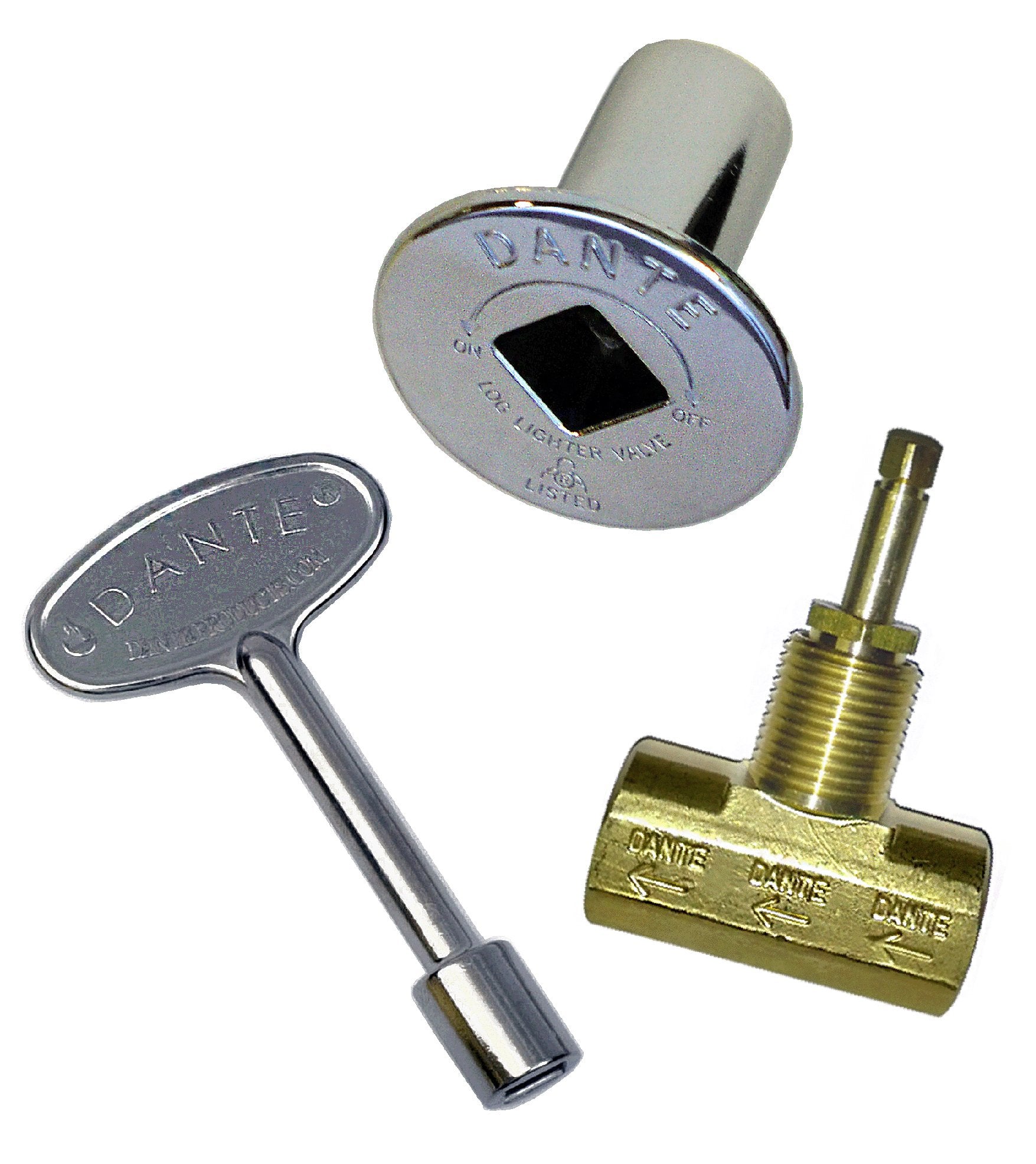 Dante Products Combo Pack with Straight 1/2-inch Globe Valve, Chrome Floor Plate and 3-inch Key