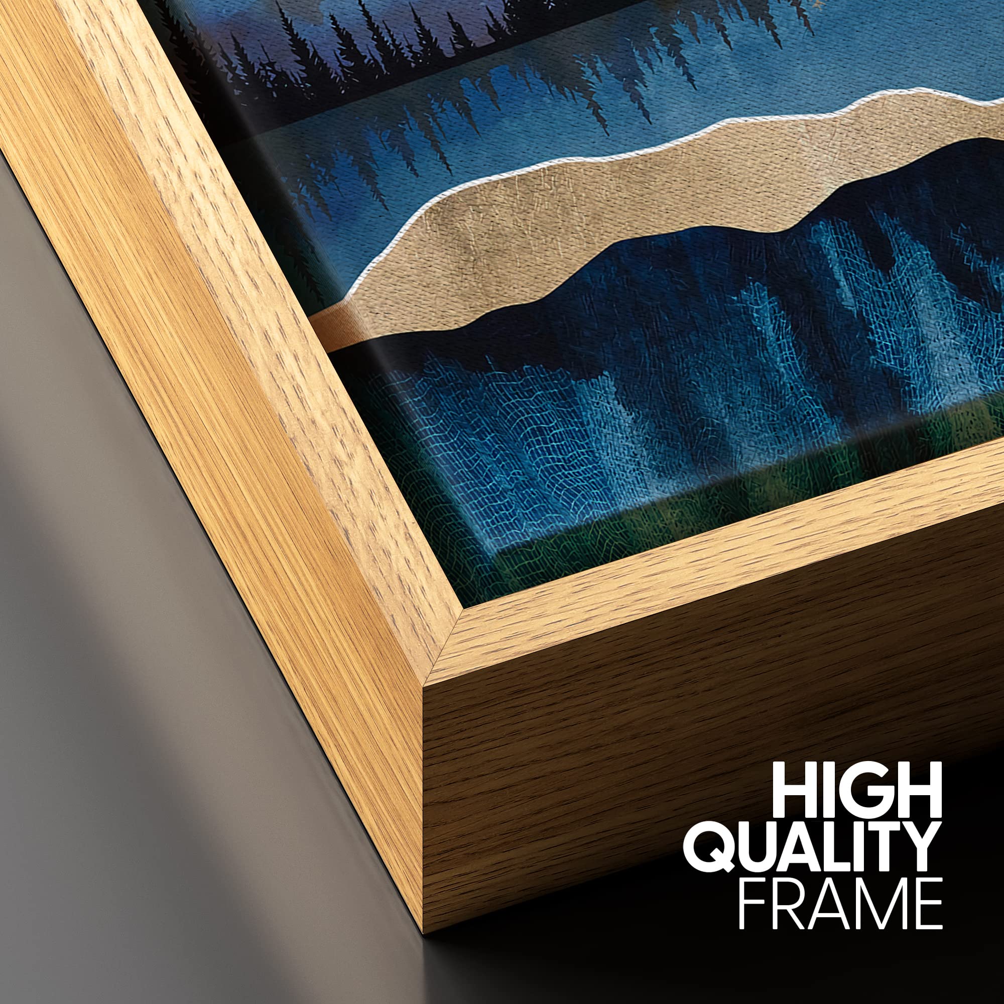 Signford Framed Canvas Home Artwork Decoration Abstract Mountain Nature Scenery Canvas Wall Art Woodland Nursery Decor For Livin