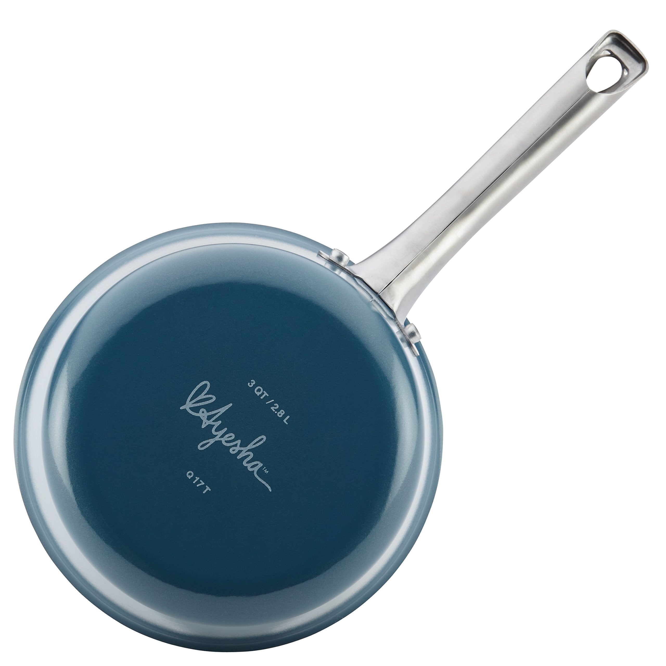 Ayesha Curry Home Collection Nonstick Sauce Pan/Saucepan With Lid, 3 Quart, Blue