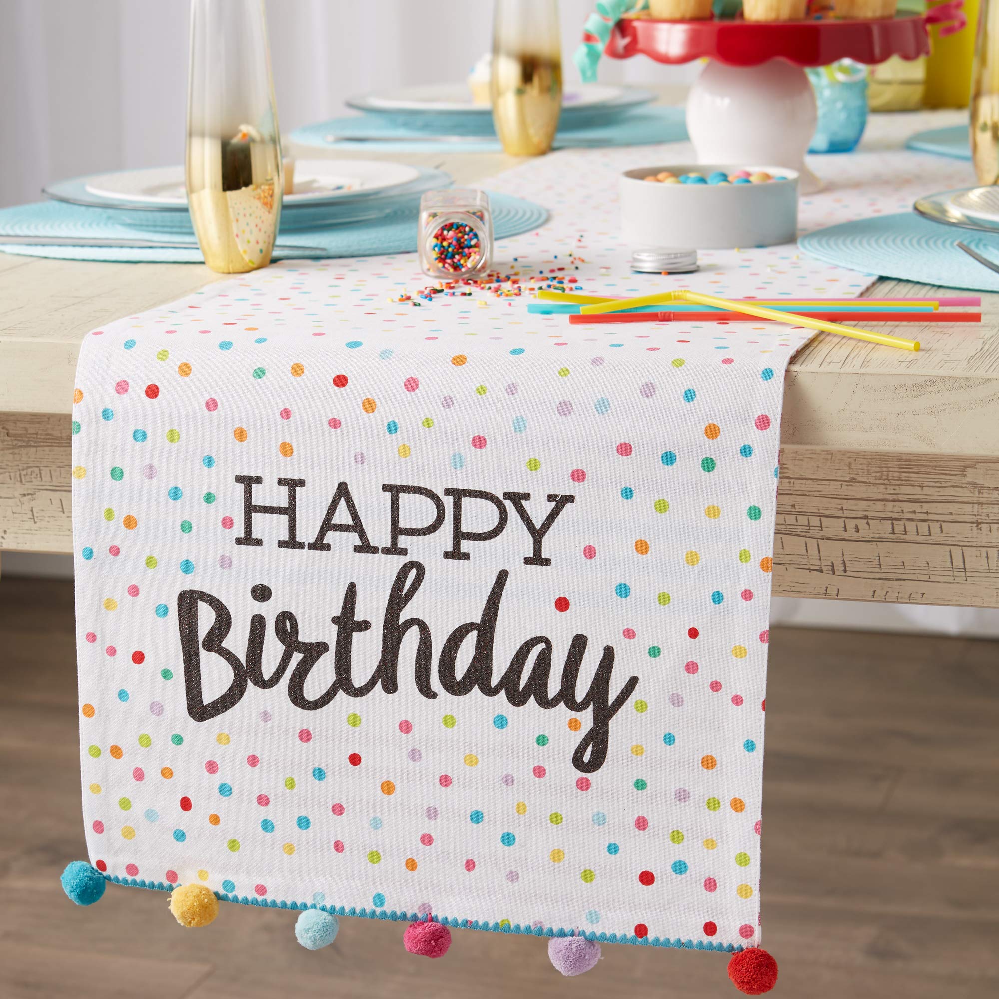 DII Happy Birthday Embellished Table Runner